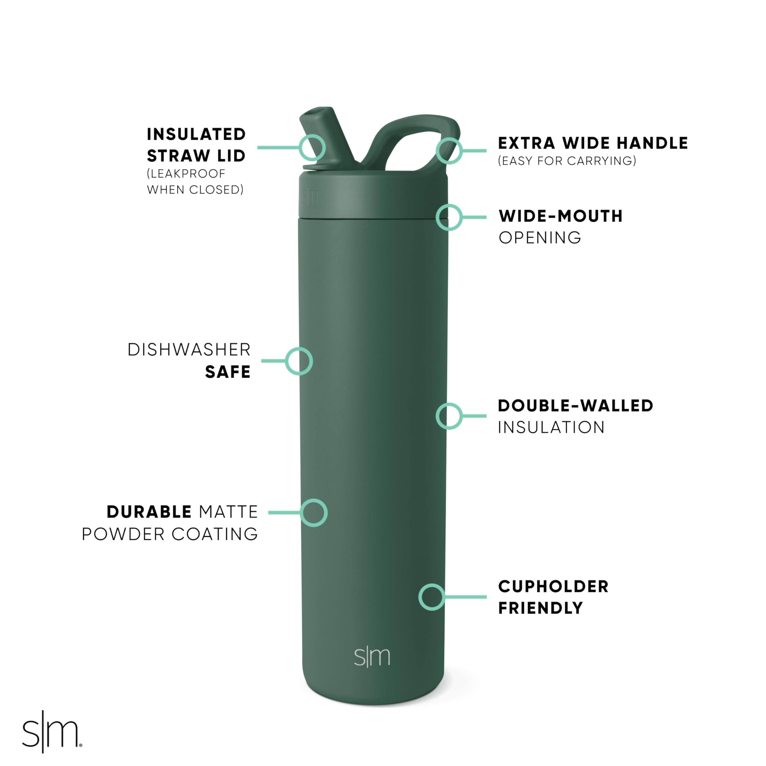 Foto 4 pulgar | Botella De Agua Simple Modern Mesa De 700 Ml Con Tapa De Pajita Forest - Venta Internacional.