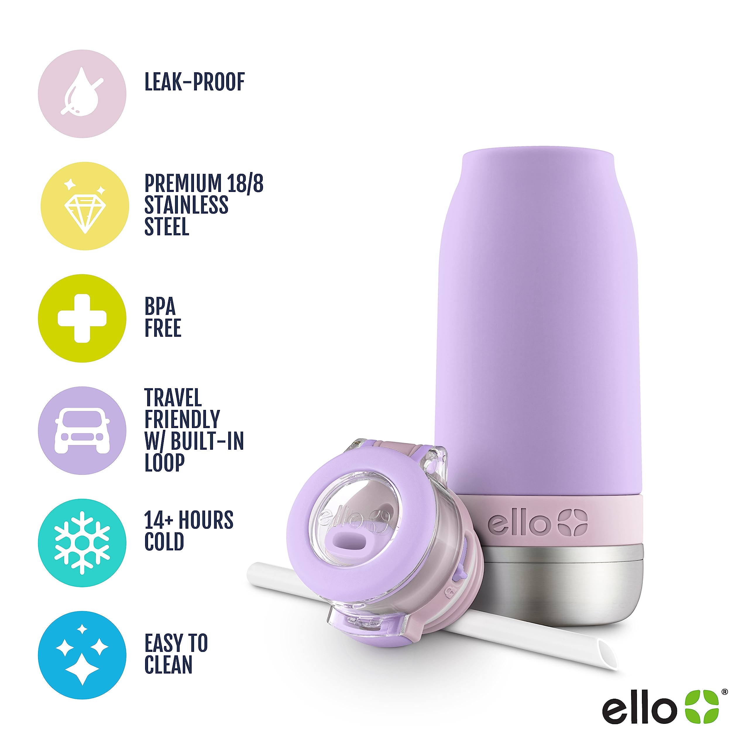 Foto 3 pulgar | Botella De Agua Ello Emma De Acero Inoxidable Con Aislamiento Al Vacío De 400 Ml - Venta Internacional.