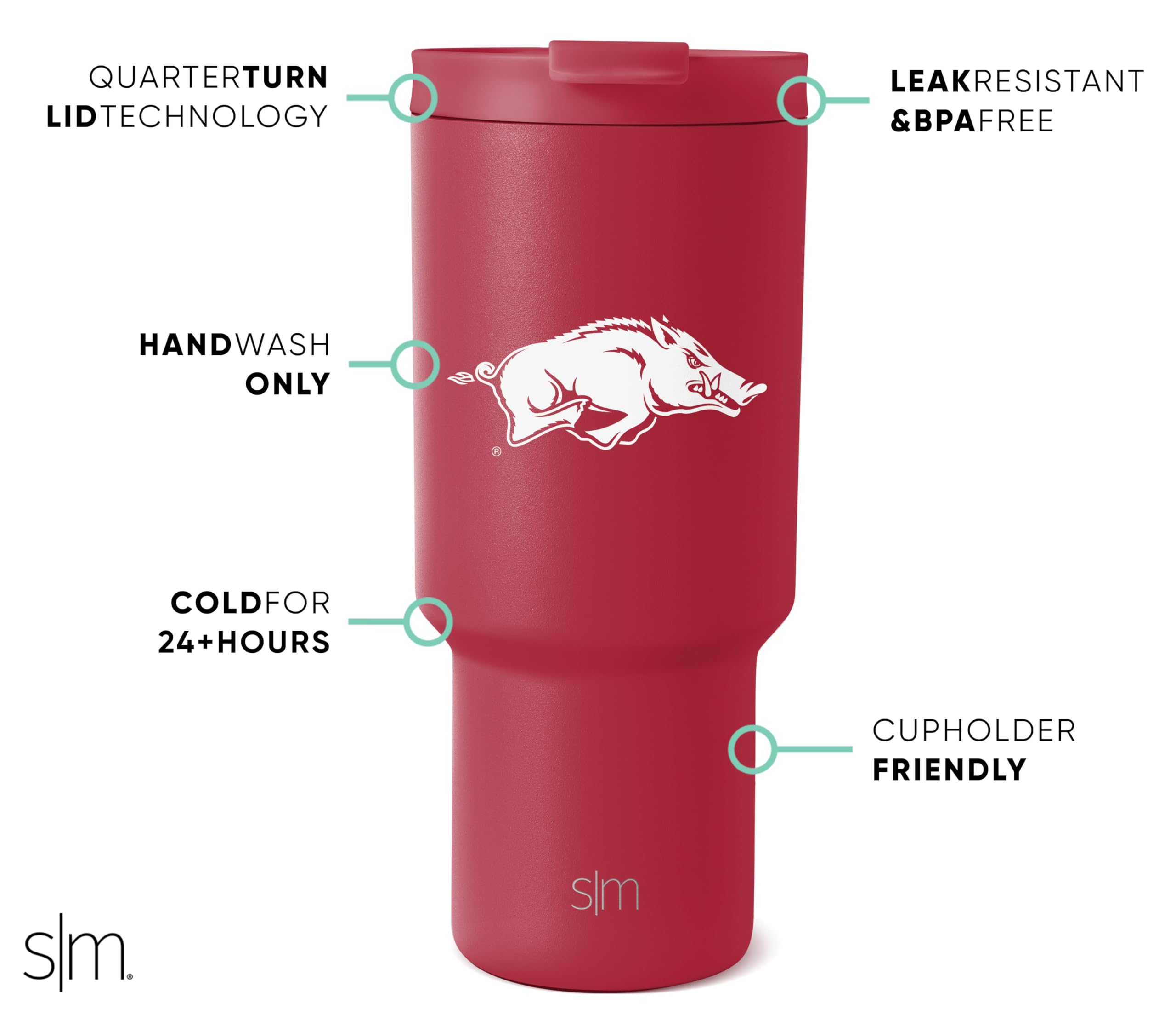 Foto 3 pulgar | Vaso Simple Modern Arkansas Razorbacks De Acero Inoxidable De 900 Ml - Venta Internacional.
