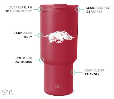 Foto 2 | Vaso Simple Modern Arkansas Razorbacks De Acero Inoxidable De 900 Ml - Venta Internacional.