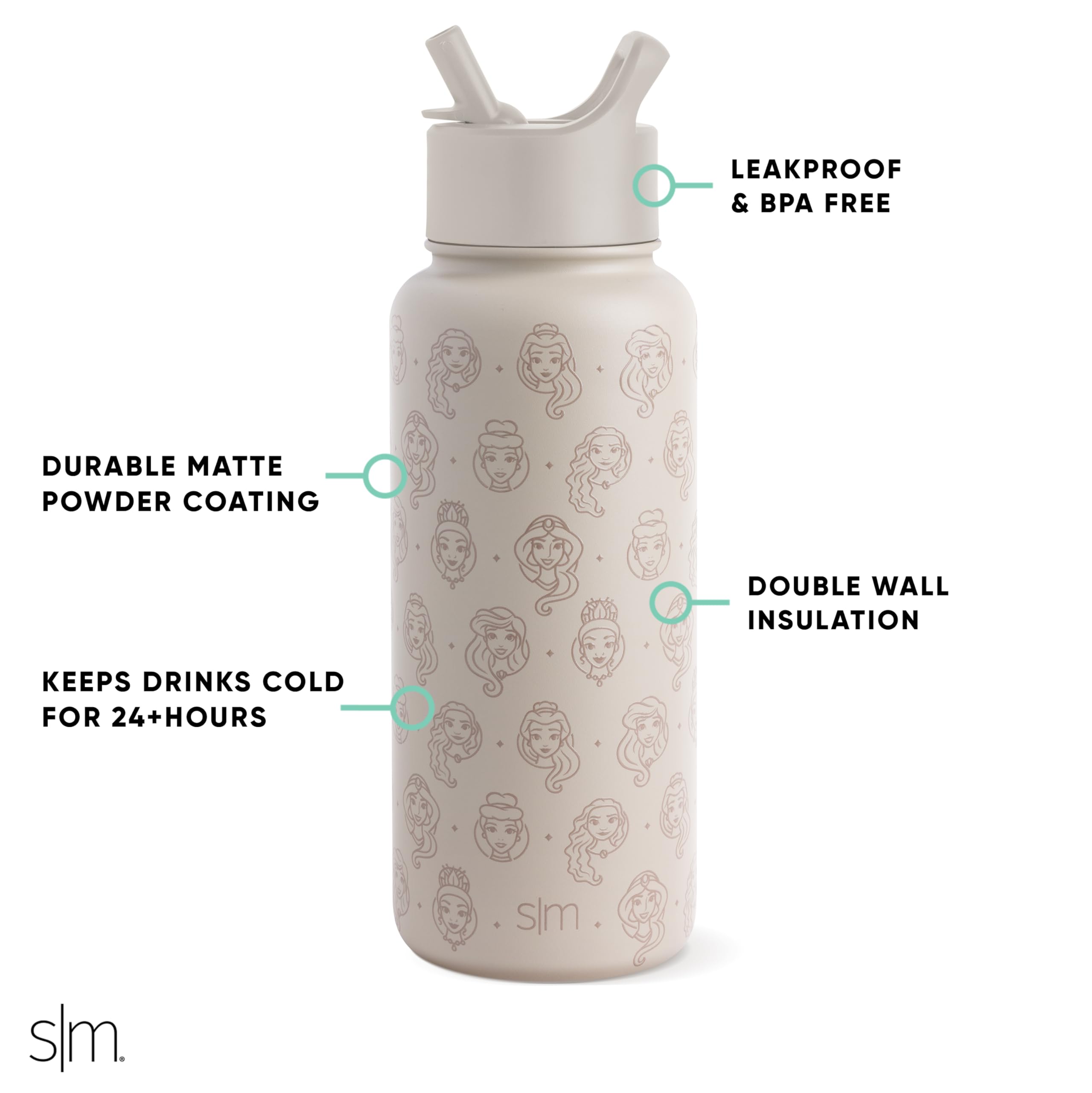 Foto 3 pulgar | Botella De Agua Sencilla Y Moderna Con Diseño De Princesa De Disney, 950 Ml, Con Aislamiento Al Vacío - Venta Inte