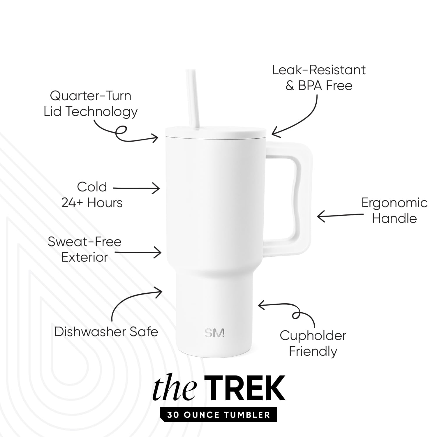 Foto 3 pulgar | Vaso Simple Modern Trek De 900 Ml Con Asa Y Tapa Con Pajita - Venta Internacional.