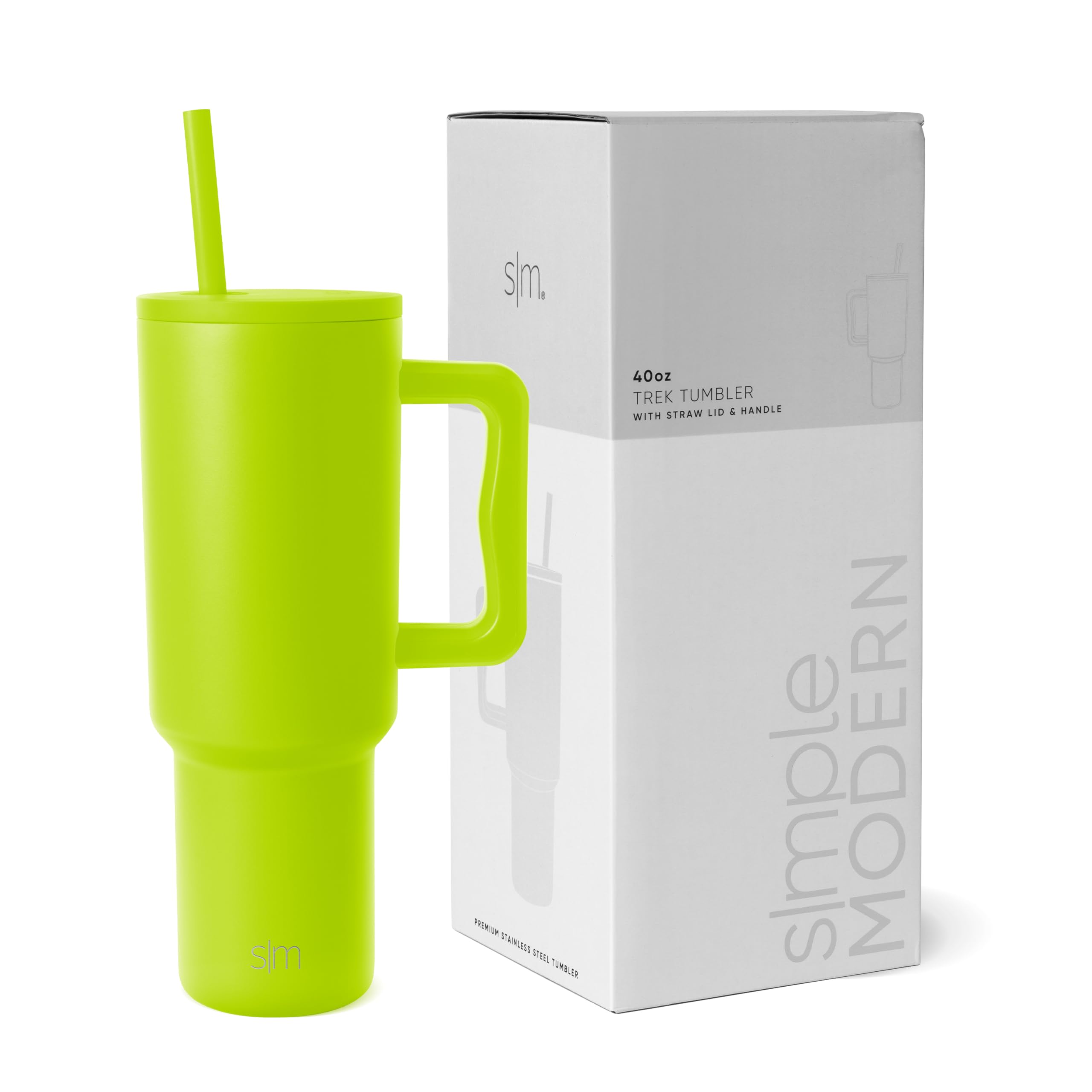 Vaso Simple Modern Trek De 1,2 L Con Asa Y Tapa Con Pajita, Color Verde - Venta Internacional.