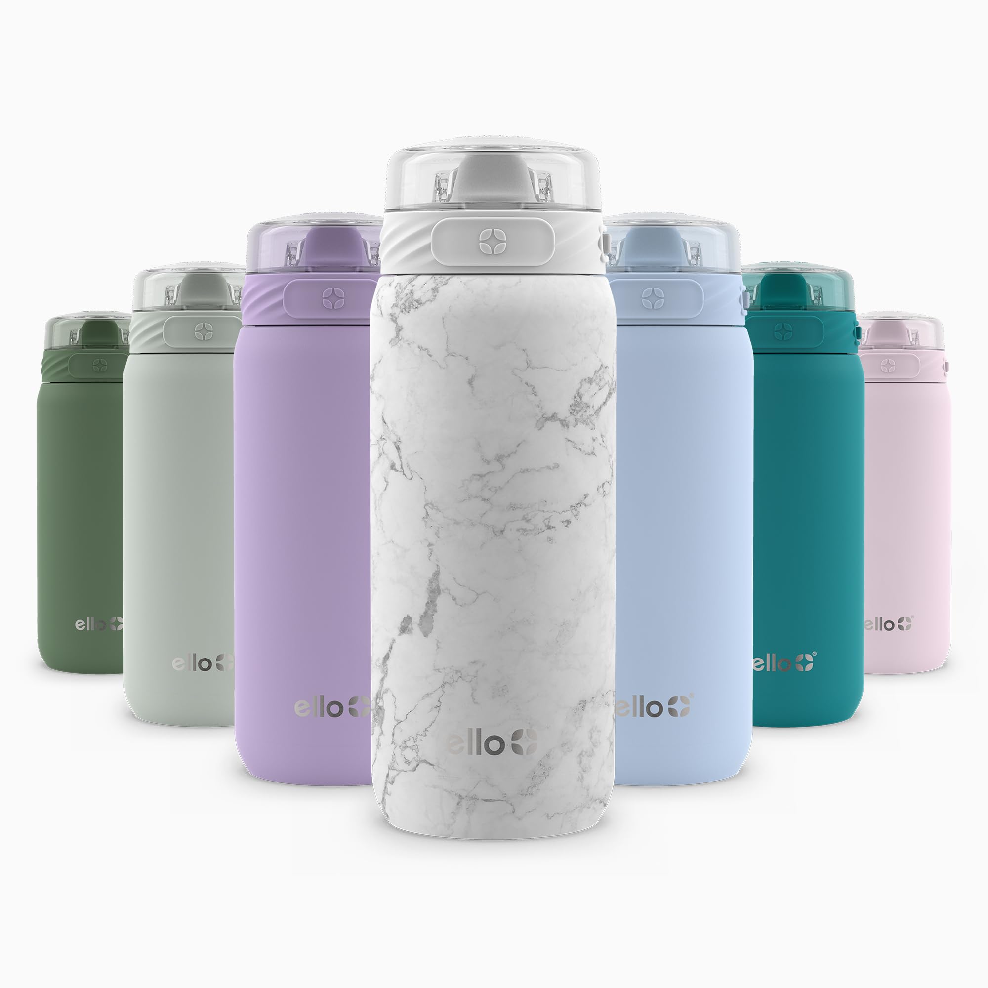 Botella De Agua Ello Cooper, 530 Ml, Acero Inoxidable, Mármol Blanco - Venta Internacional.