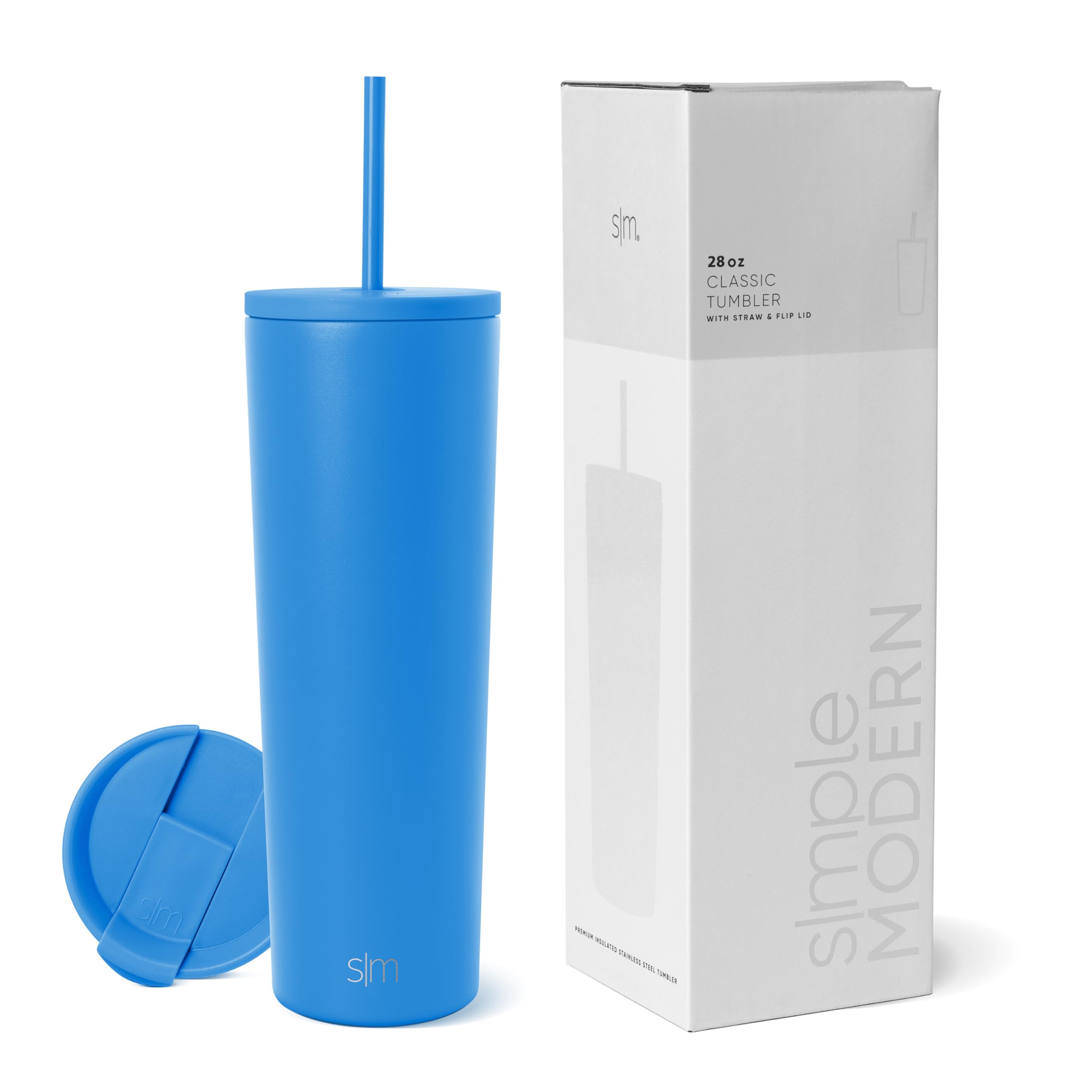 Vaso Aislante Simple Modern Classic, 28 Oz, Color Azul Supersónico - Venta Internacional.