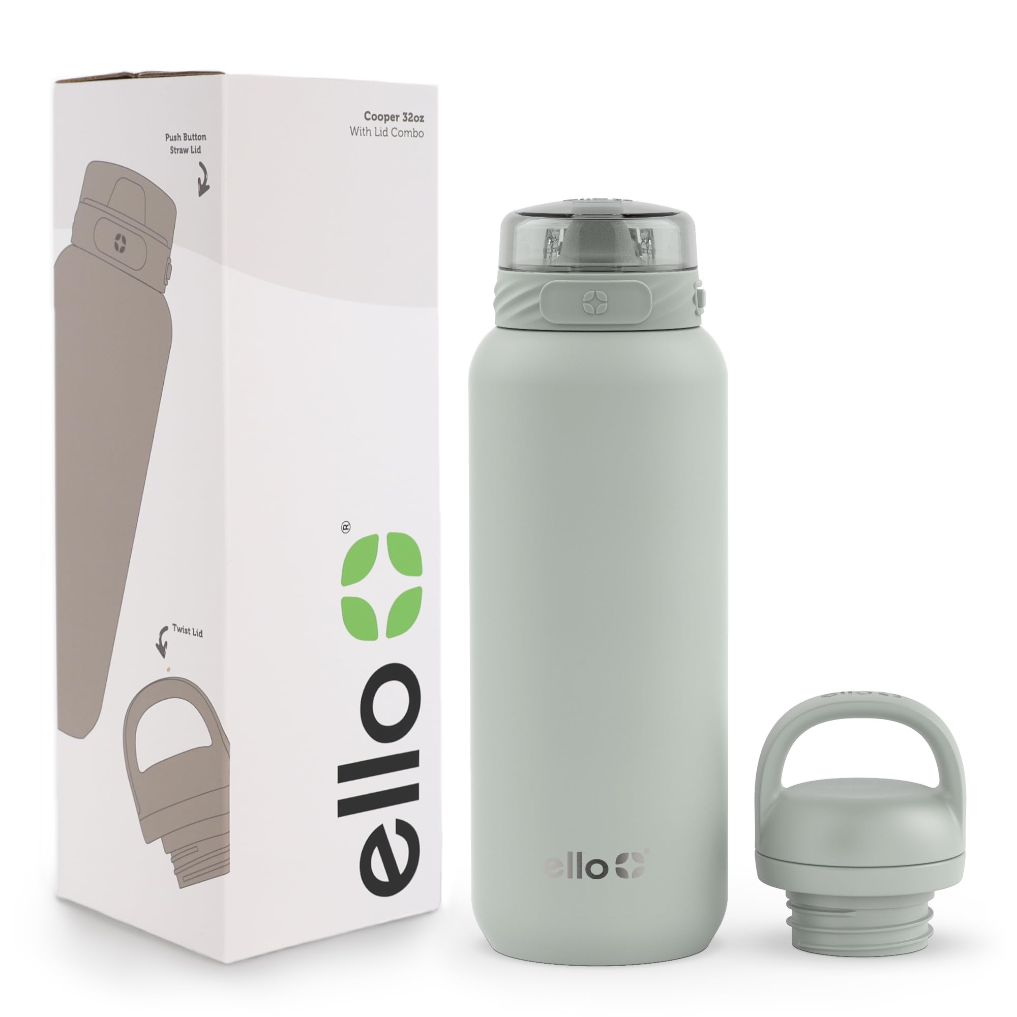 Botella De Agua Ello Cooper De Acero Inoxidable 946 Ml Con 2 Tapas - Venta Internacional.