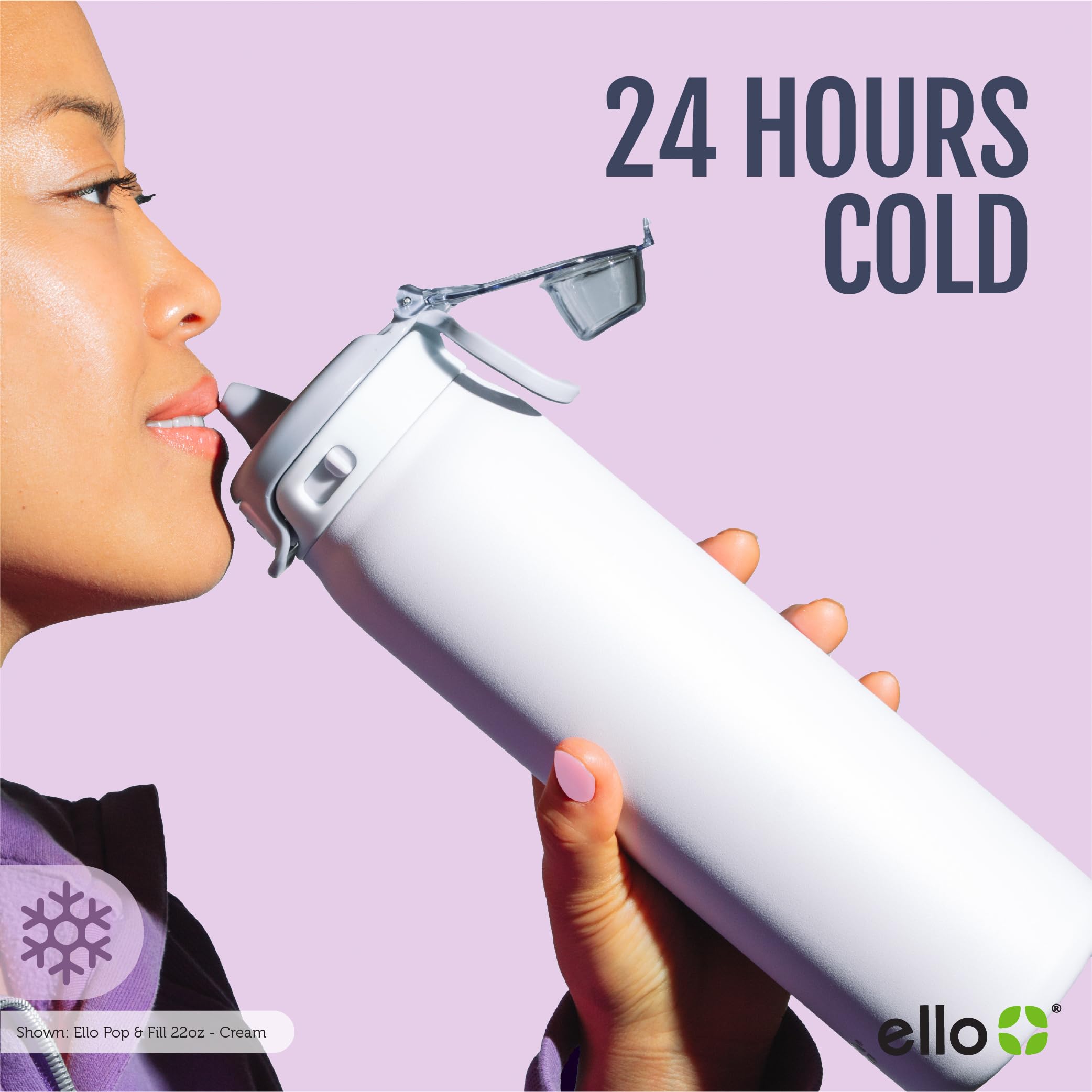 Foto 7 | Botella De Agua Ello Pop & Fill De Acero Inoxidable, 650 Ml, Color Crema - Venta Internacional.
