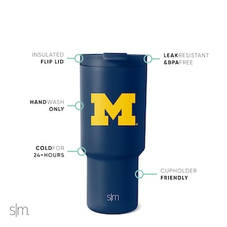 Foto 2 | Vaso Simple Modern Michigan Wolverines De Acero Inoxidable De 900 Ml - Venta Internacional.