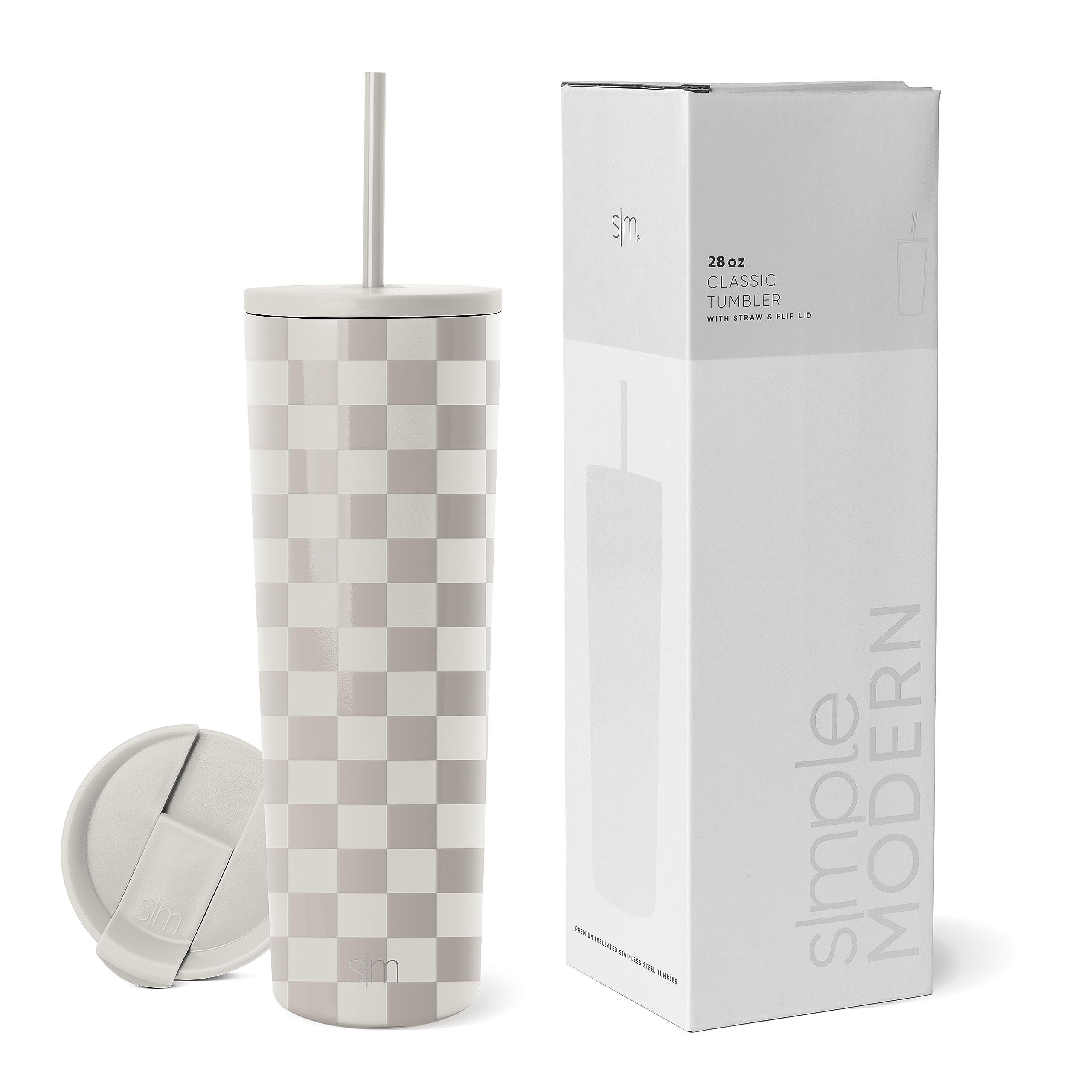 Vaso Simple Modern Checkmate De Acero Inoxidable Con Aislamiento De 800 Ml - Venta Internacional.
