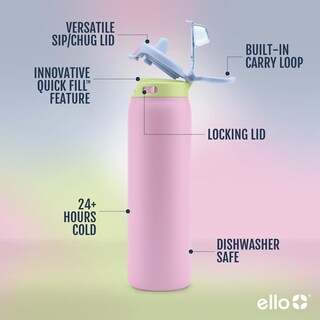 Foto 3 | Botella De Agua Ello Pop & Fill De Acero Inoxidable Rosy Skyline De 1,2 Litros - Venta Internacional.
