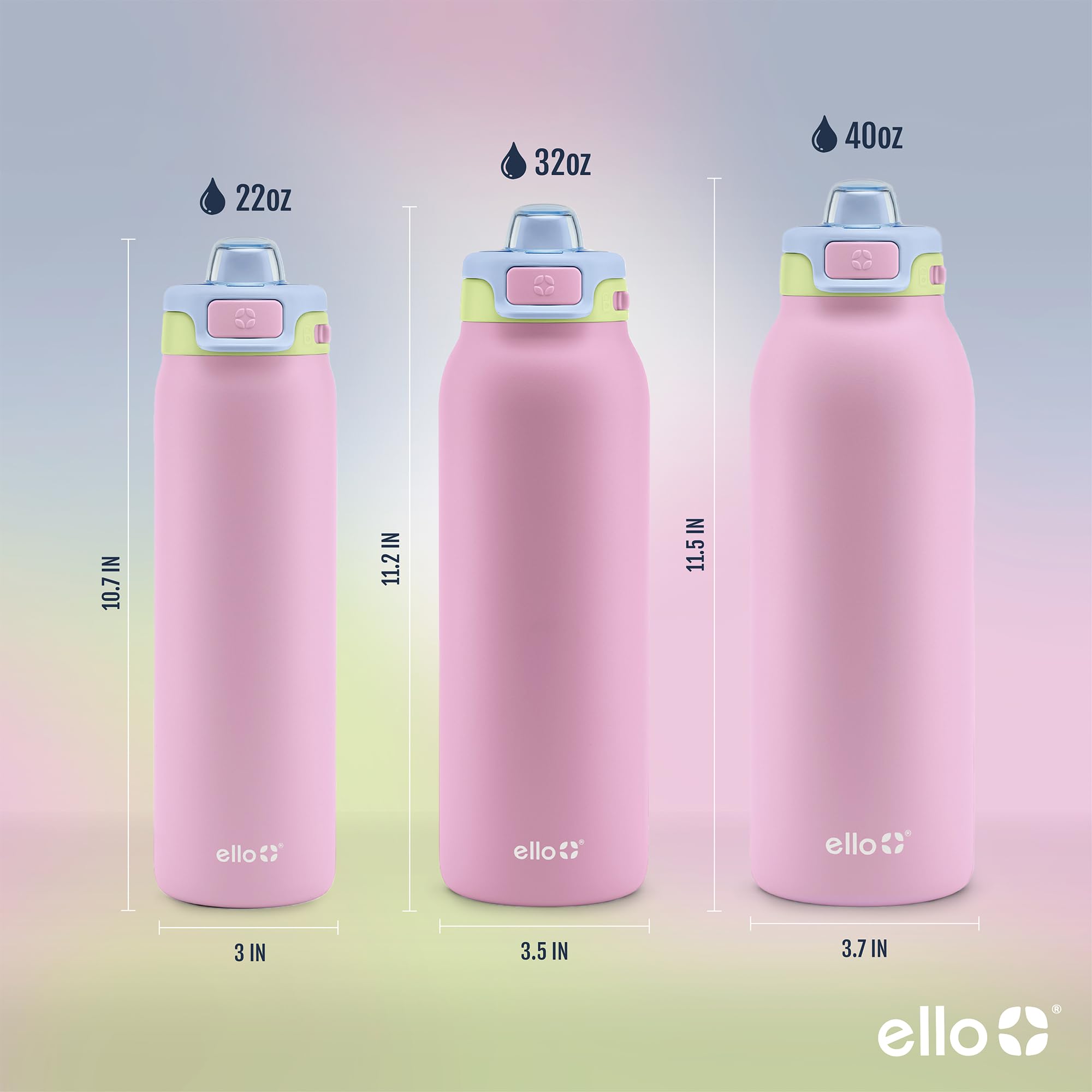 Foto 7 pulgar | Botella De Agua Ello Pop & Fill De Acero Inoxidable Rosy Skyline De 1,2 Litros - Venta Internacional.