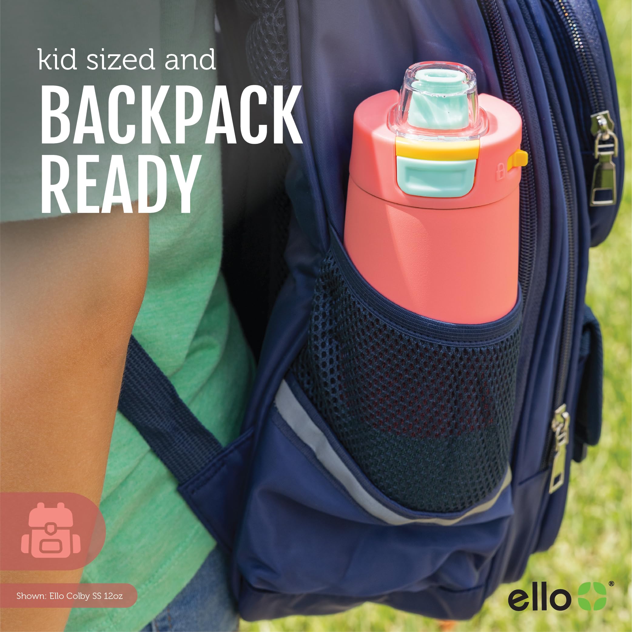 Foto 7 pulgar | Botella De Agua Ello Kids Colby De Acero Inoxidable, 350 Ml, Color Coral - Venta Internacional.