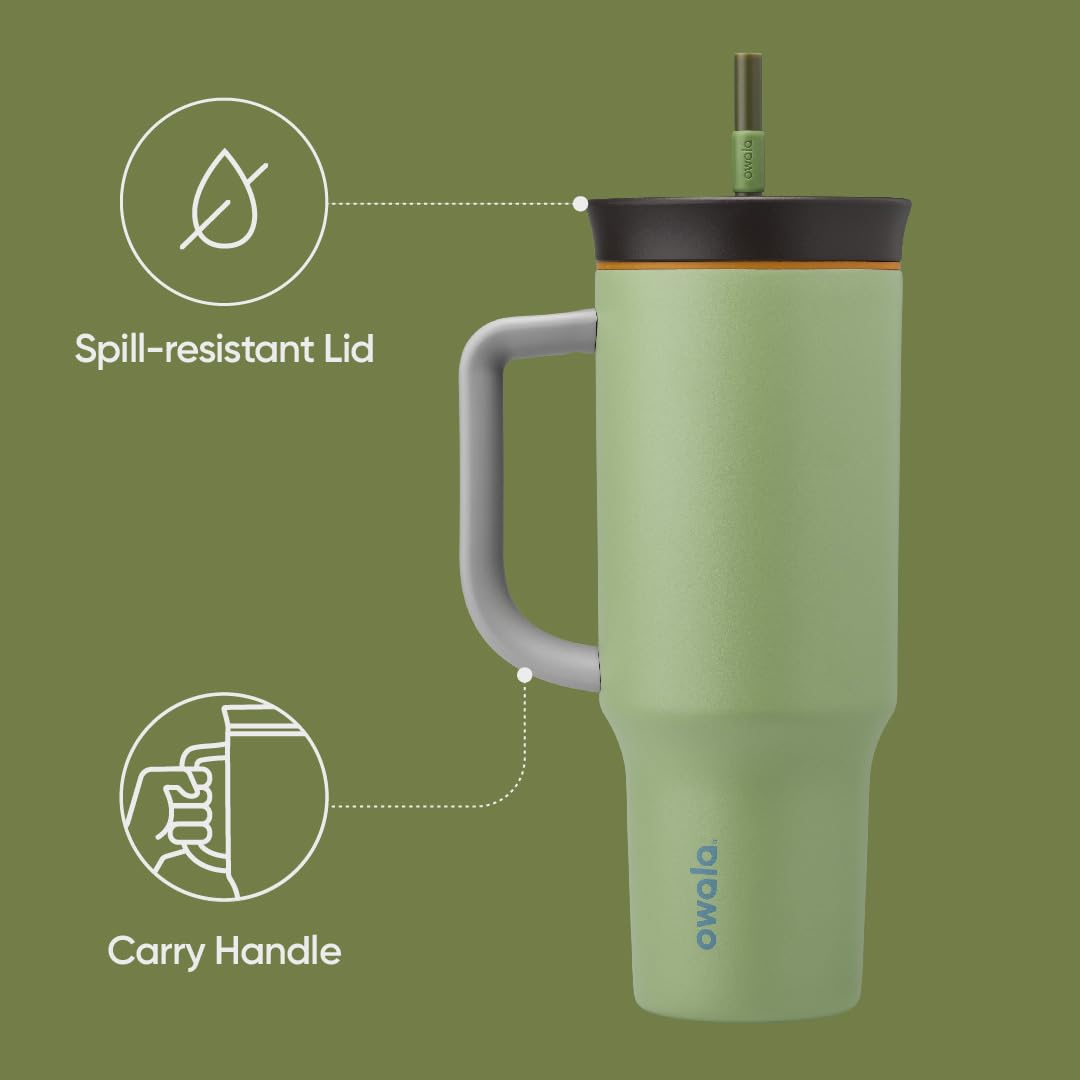 Foto 4 pulgar | Vaso De Viaje Owala De Acero Inoxidable De 1,2 L Con Tapa, Color Verde Pajizo - Venta Internacional.