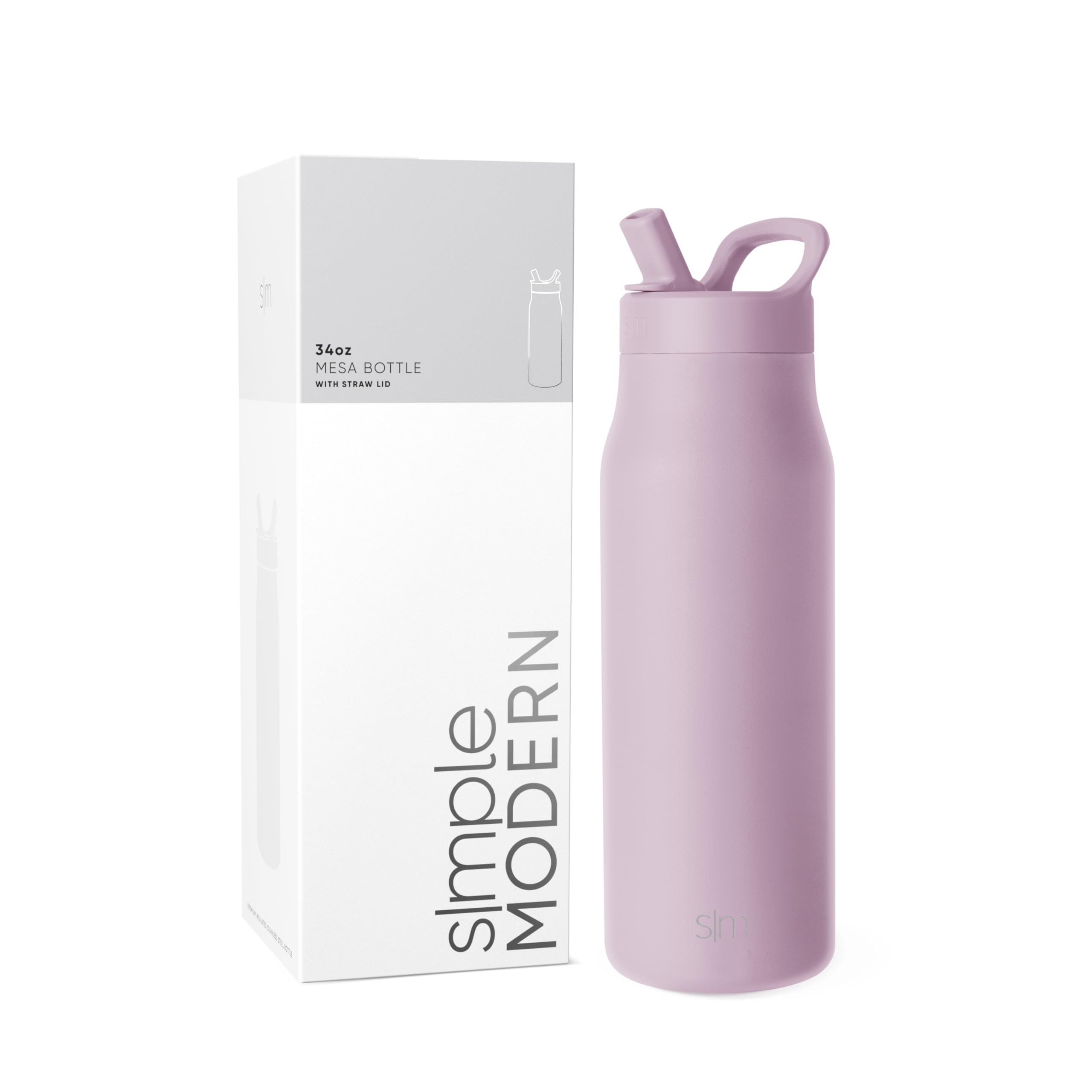 Botella De Agua Simple Modern Mesa De 1 Litro Con Tapa De Pajita Lavender Mist - Venta Internacional.