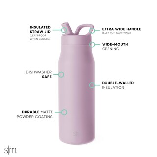 Foto 3 | Botella De Agua Simple Modern Mesa De 1 Litro Con Tapa De Pajita Lavender Mist - Venta Internacional.