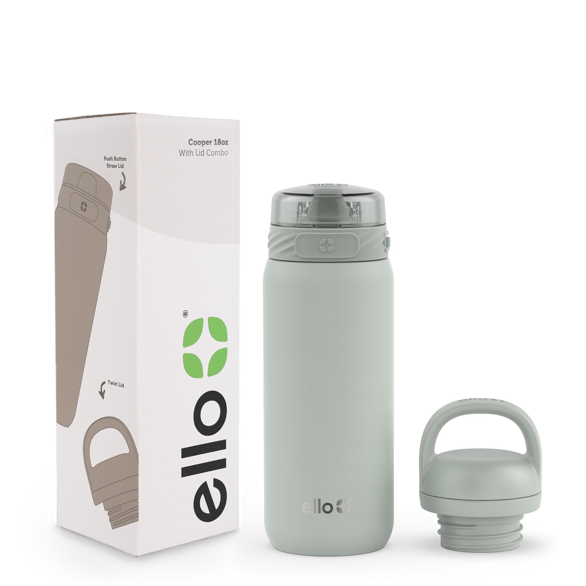 Botella De Agua Ello Cooper Kids De Acero Inoxidable Sage De 530 Ml - Venta Internacional.