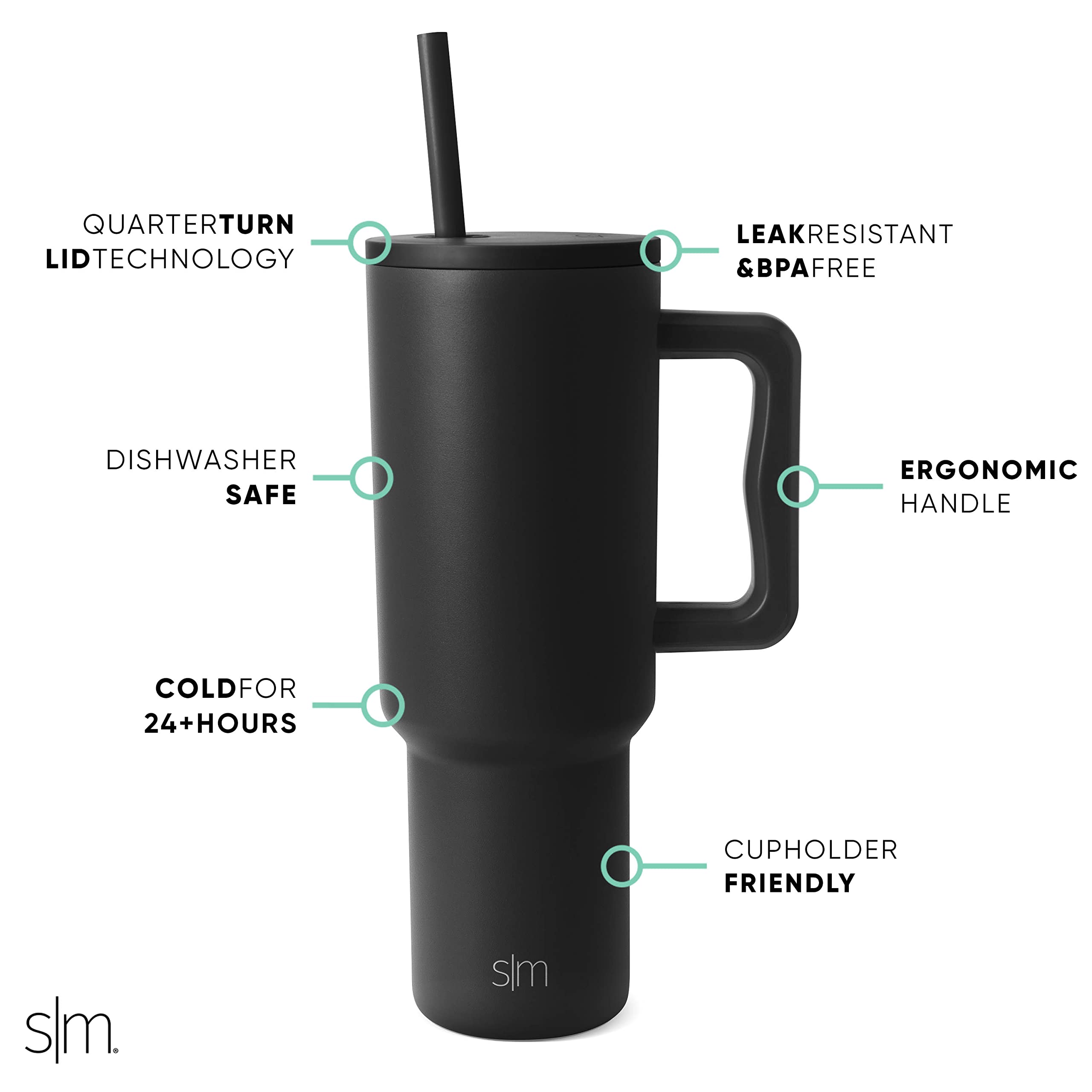 Foto 3 pulgar | Vaso Simple Modern Wicked De 1,2 L Con Asa Y Tapa Con Pajita - Venta Internacional.