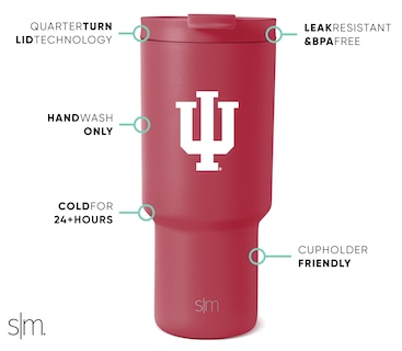 Foto 2 | Vaso Simple Y Moderno Indiana Hoosiers De Acero Inoxidable De 900 Ml - Venta Internacional.