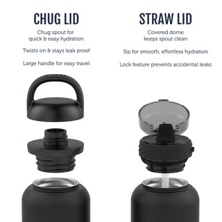 Foto 3 | Botella De Agua Ello Cooper De Acero Inoxidable De 650 Ml Con 2 Tapas, Color Negro - Venta Internacional.