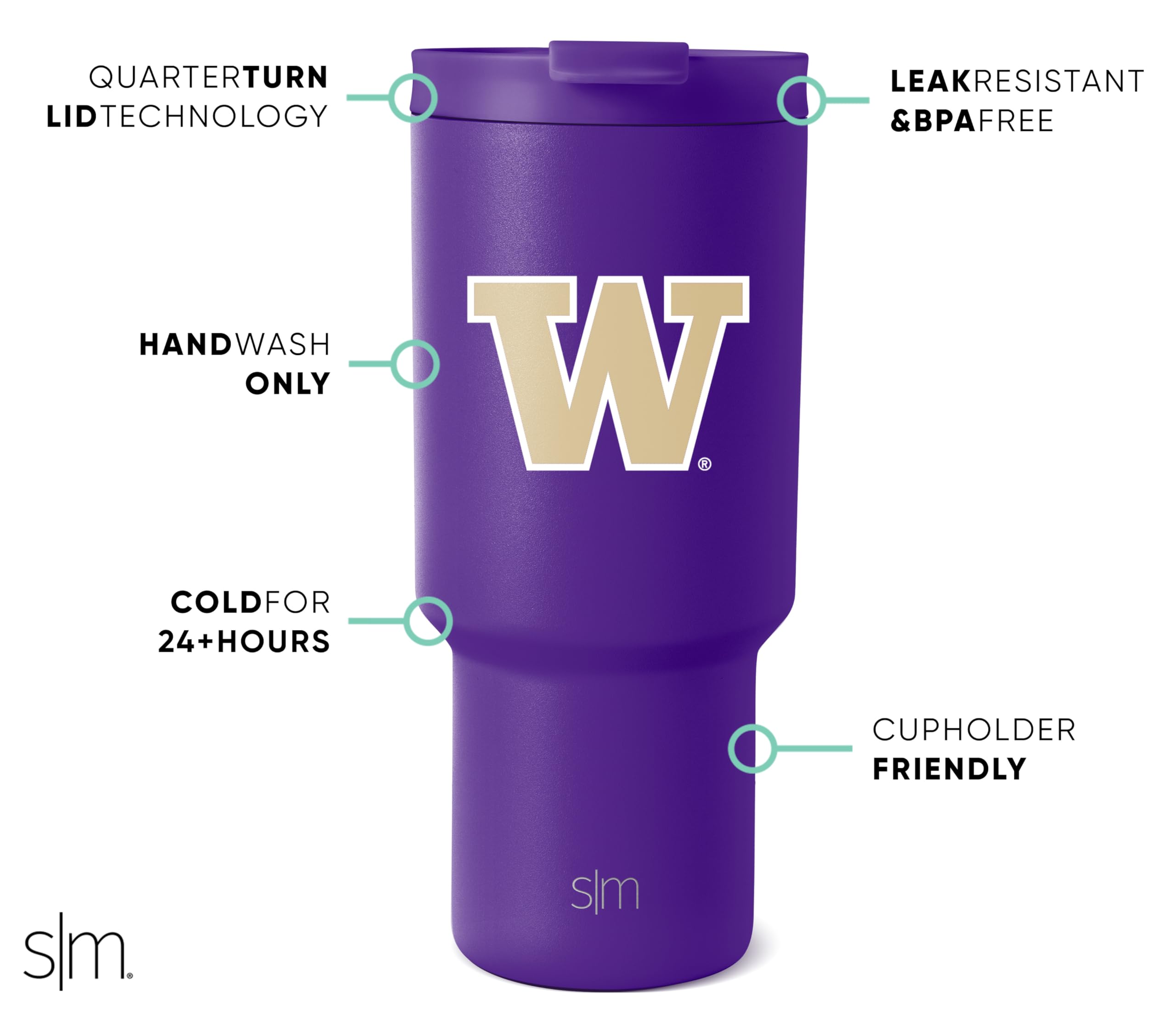 Foto 3 pulgar | Washington Huskies Tumbler Simple Modern Con Licencia Oficial - Venta Internacional.