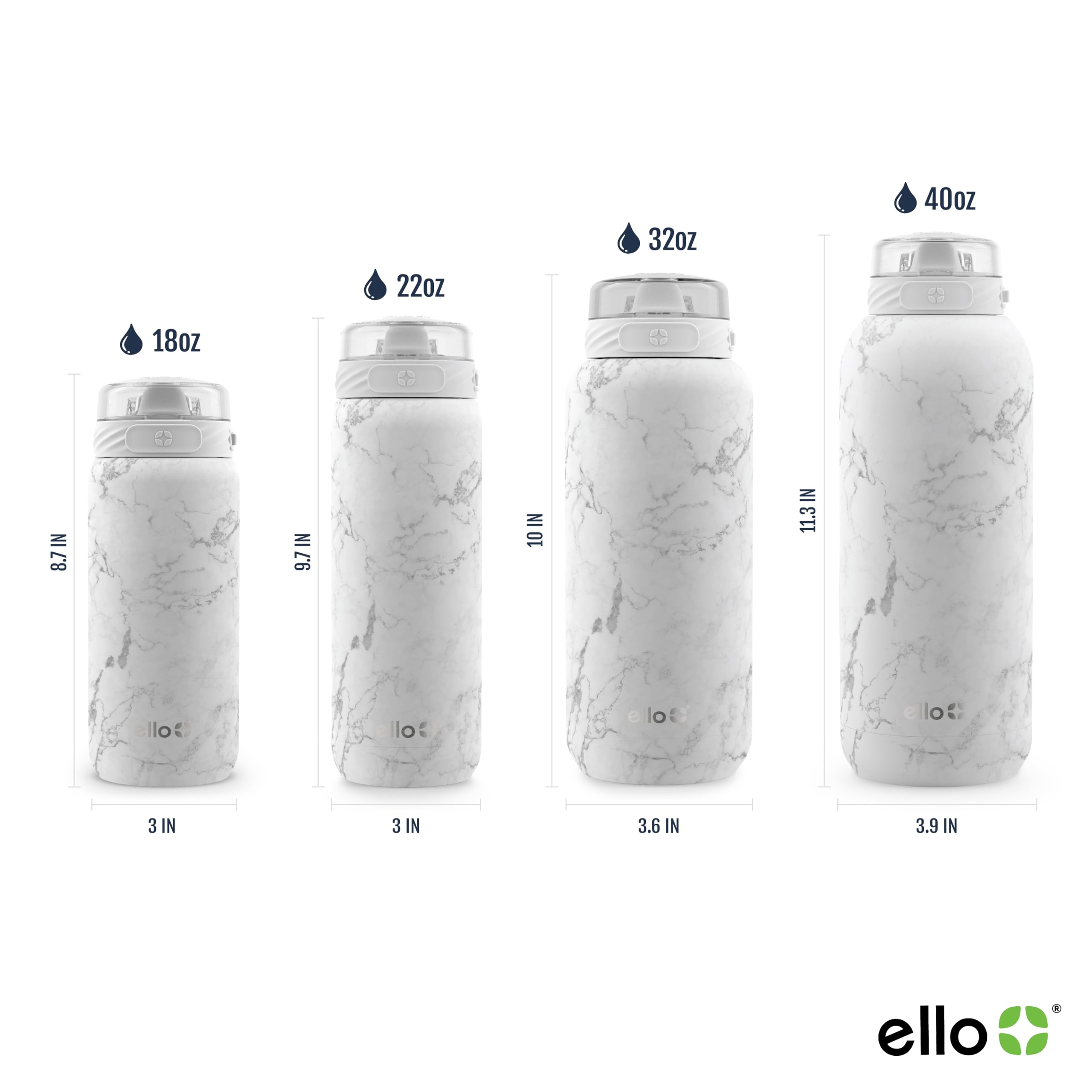 Foto 5 pulgar | Botella De Agua Ello Cooper, 650 Ml, Acero Inoxidable, Mármol Blanco - Venta Internacional.