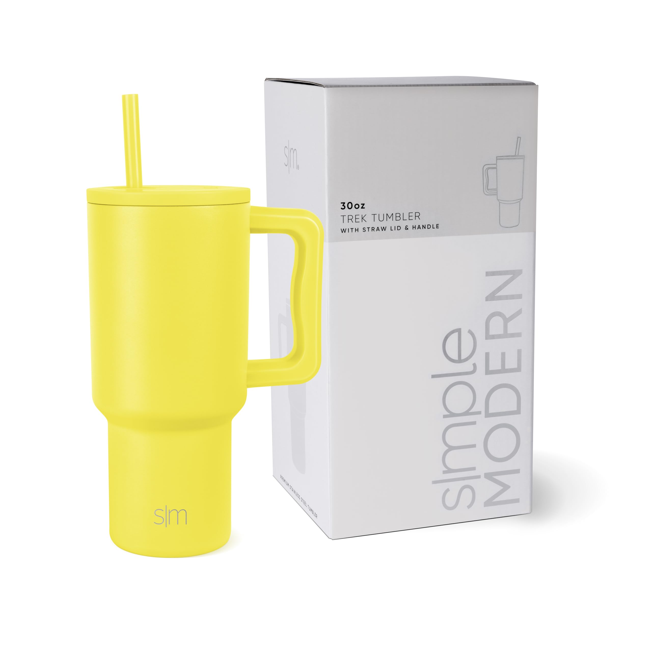 Vaso Simple Modern Trek De 900 Ml Con Asa Y Tapa Con Pajita De Acero - Venta Internacional.