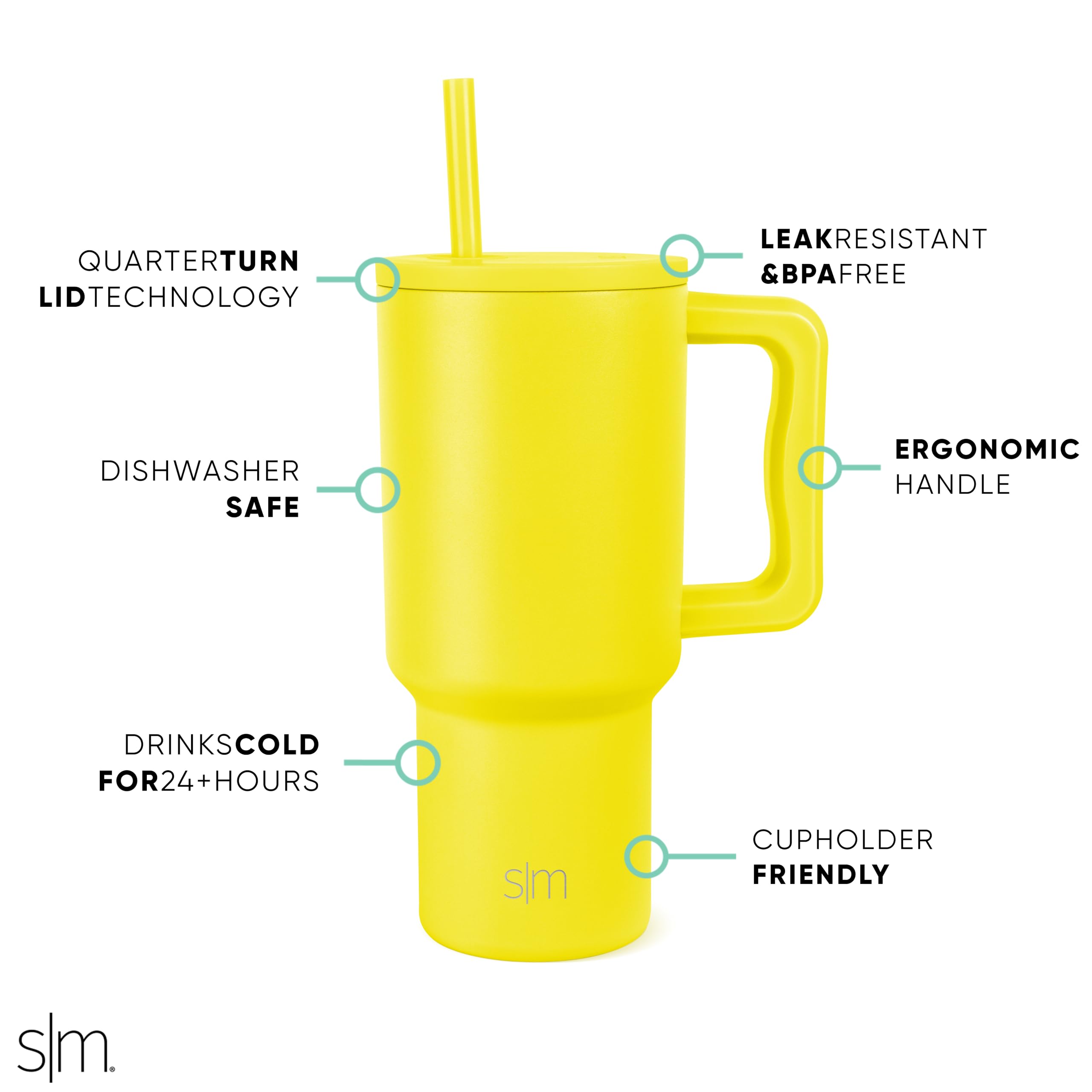 Foto 3 pulgar | Vaso Simple Modern Trek De 900 Ml Con Asa Y Tapa Con Pajita De Acero - Venta Internacional.