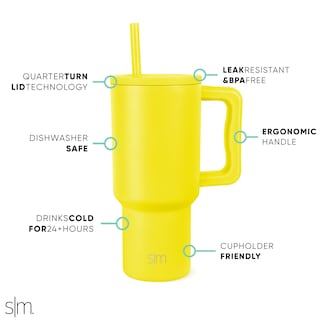 Foto 2 | Vaso Simple Modern Trek De 900 Ml Con Asa Y Tapa Con Pajita De Acero - Venta Internacional.