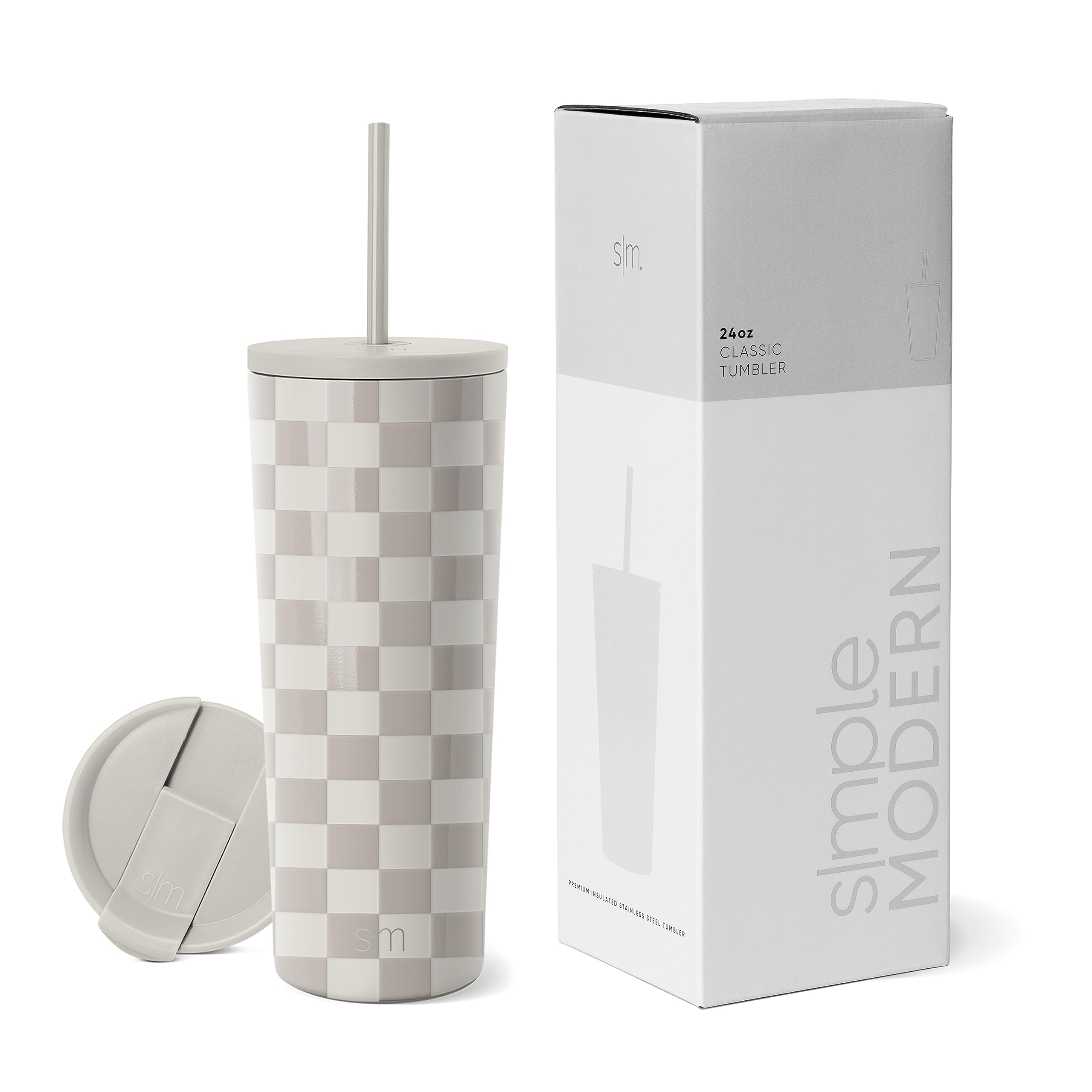Vaso Aislante Simple Modern Checkmate De Acero Inoxidable De 700 Ml - Venta Internacional.