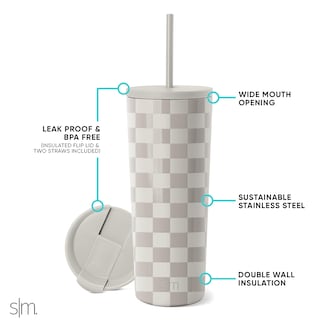Foto 2 | Vaso Aislante Simple Modern Checkmate De Acero Inoxidable De 700 Ml - Venta Internacional.