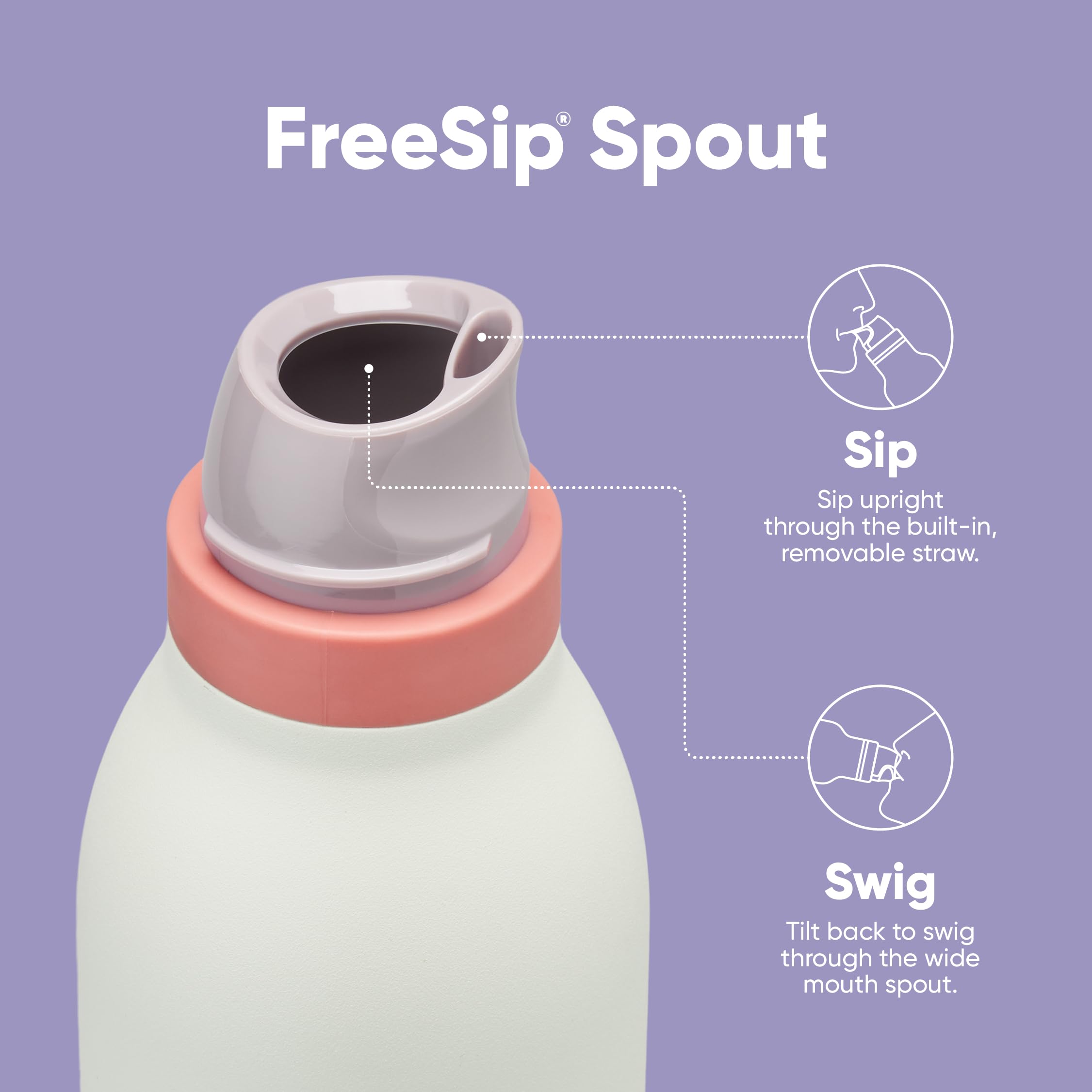 Foto 4 | Botella De Agua Owala Freesip Twist Con Aislamiento, 500 Ml, Morado/menta - Venta Internacional.