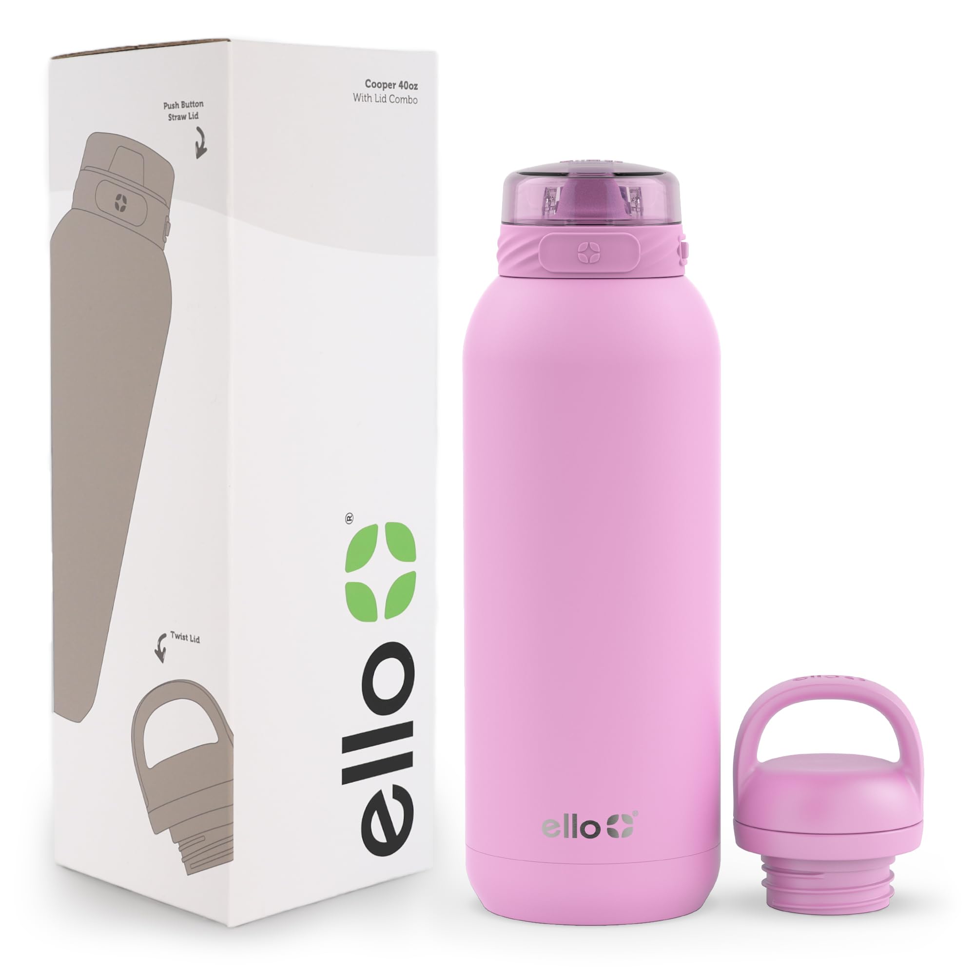 Botella De Agua Ello Cooper De Acero Inoxidable De 1,2 Litros, Color Rosa Chicle - Venta Internacional.