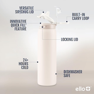Foto 3 | Botella De Agua Ello Pop & Fill De Acero Inoxidable, 1,2 L, Color Crema - Venta Internacional.