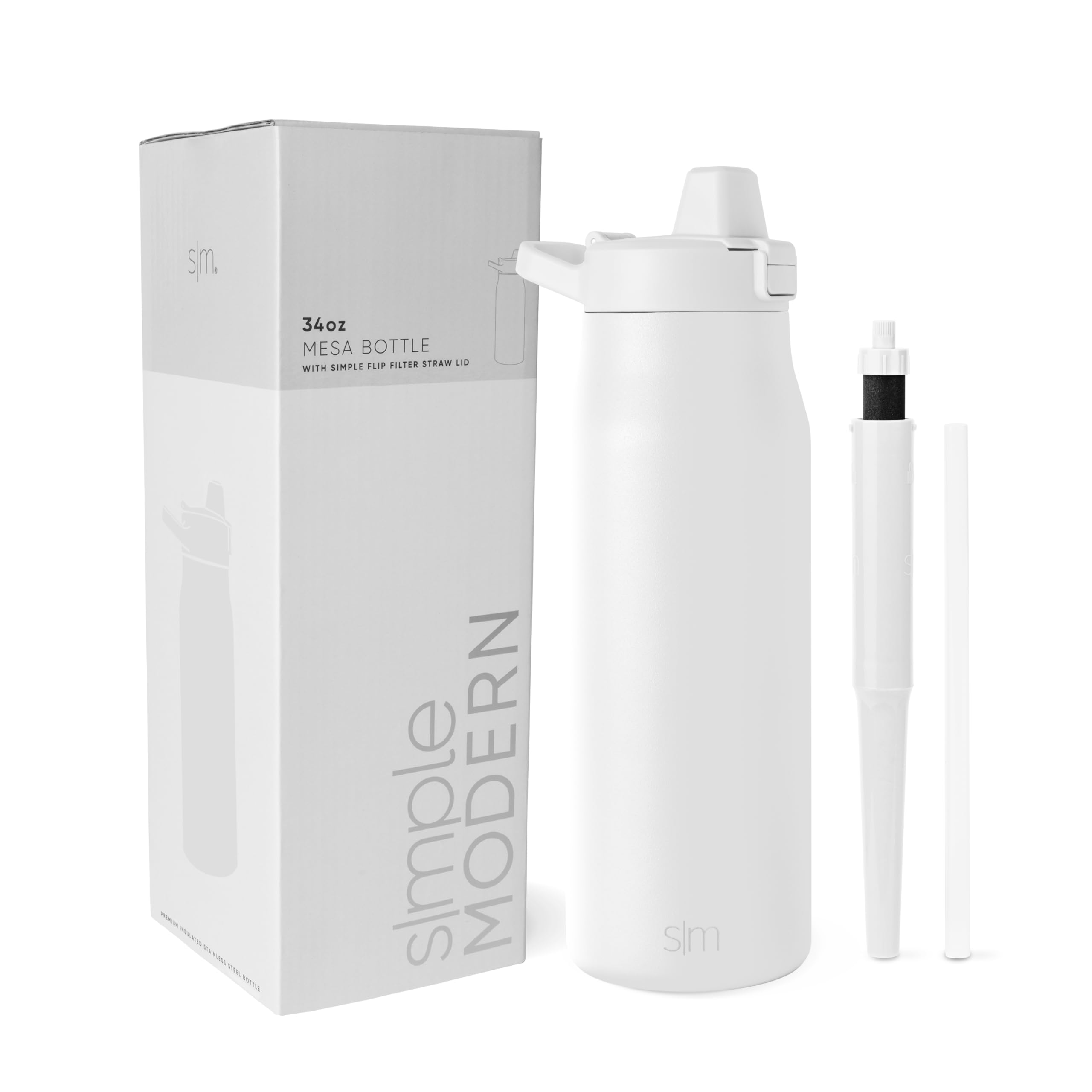 Botella De Agua Simple, Moderna, Con Aislamiento Filtrado, 1 Litro, Color Blanco Invierno - Venta Internacional.