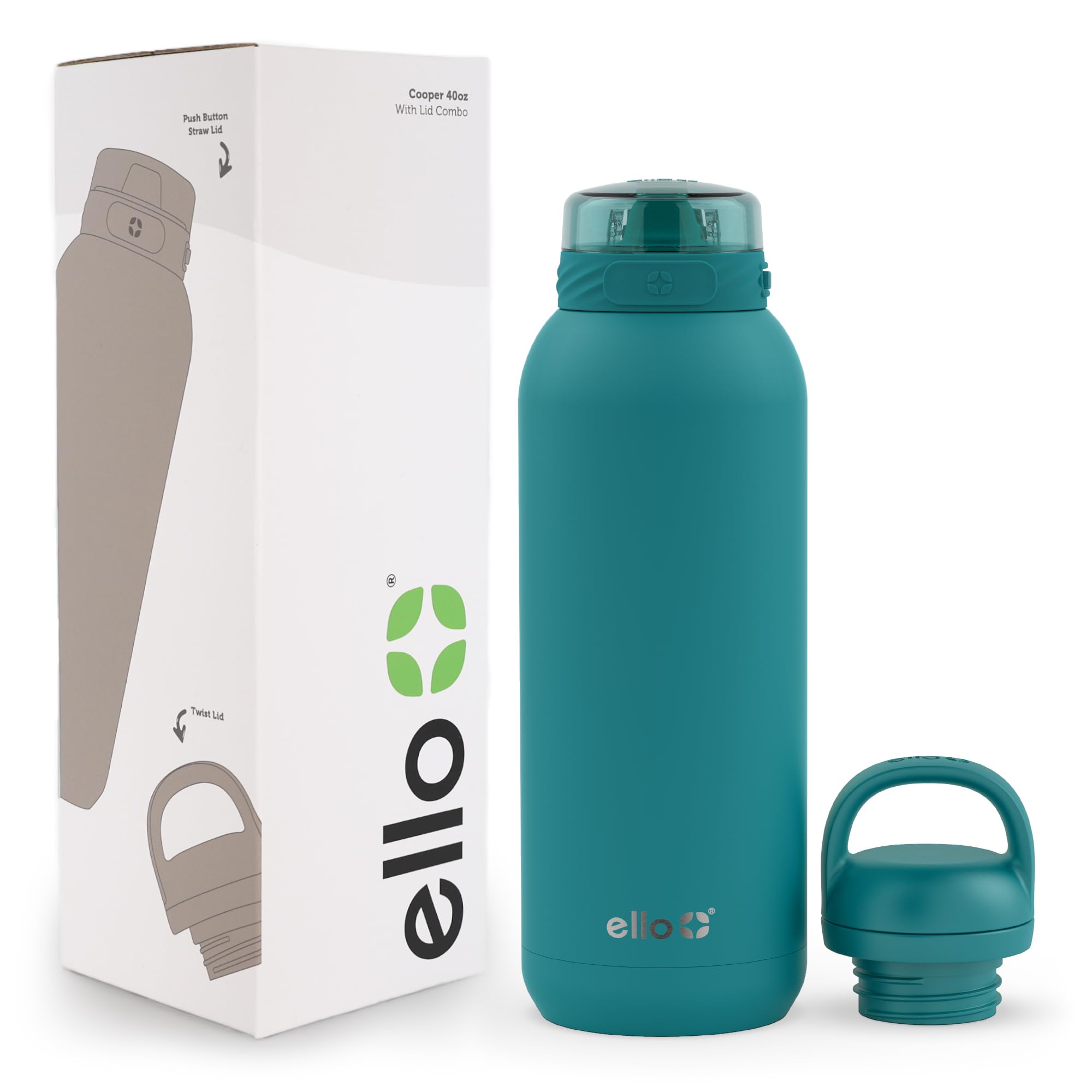 Botella De Agua Ello Cooper De Acero Inoxidable De 1,2 L Con 2 Tapas - Venta Internacional.