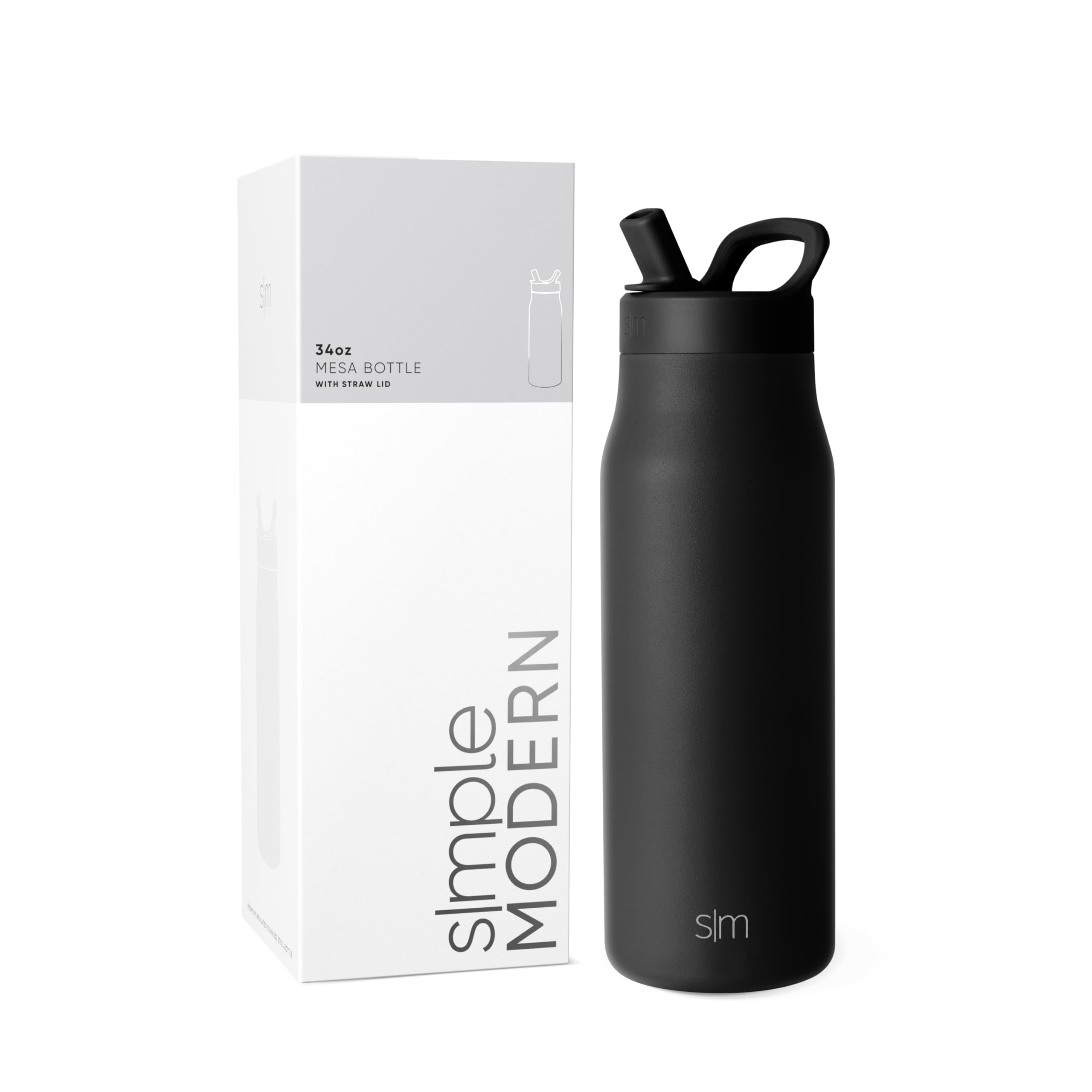 Foto 1 | Botella De Agua Simple Modern Mesa De 1 Litro Con Tapa De Pajita, Color Negro Medianoche - Venta Internacional.