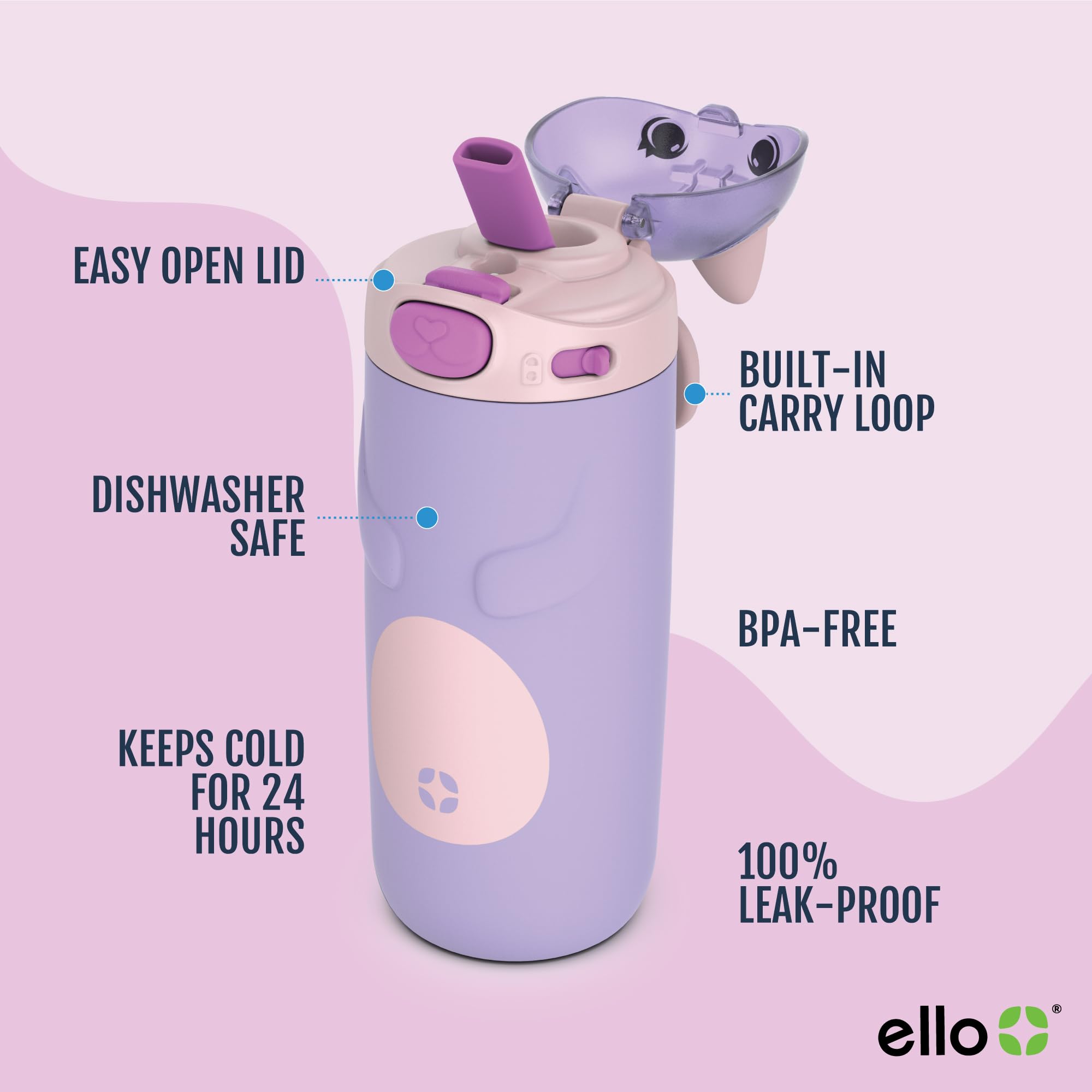 Foto 4 pulgar | Botella De Agua Ello Ellies Con Aislamiento Al Vacío De 350 Ml Para Niños Y Gatos - Venta Internacional.
