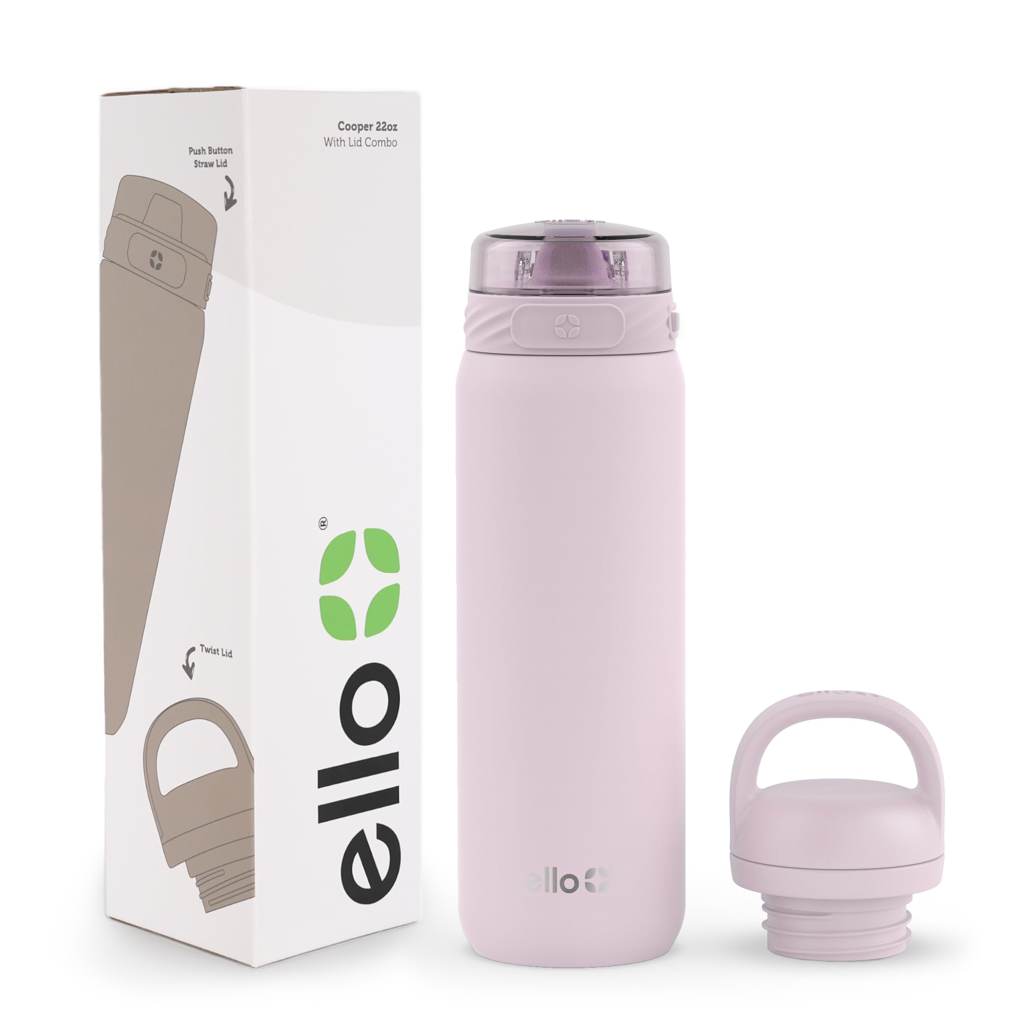 Botella De Agua Ello Cooper, 650 Ml, Acero Inoxidable, Cachemir, Color Rosa - Venta Internacional.