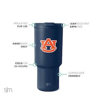 Foto 2 | Vaso Simple Modern Auburn Tigers De Acero Inoxidable De 900 Ml - Venta Internacional.