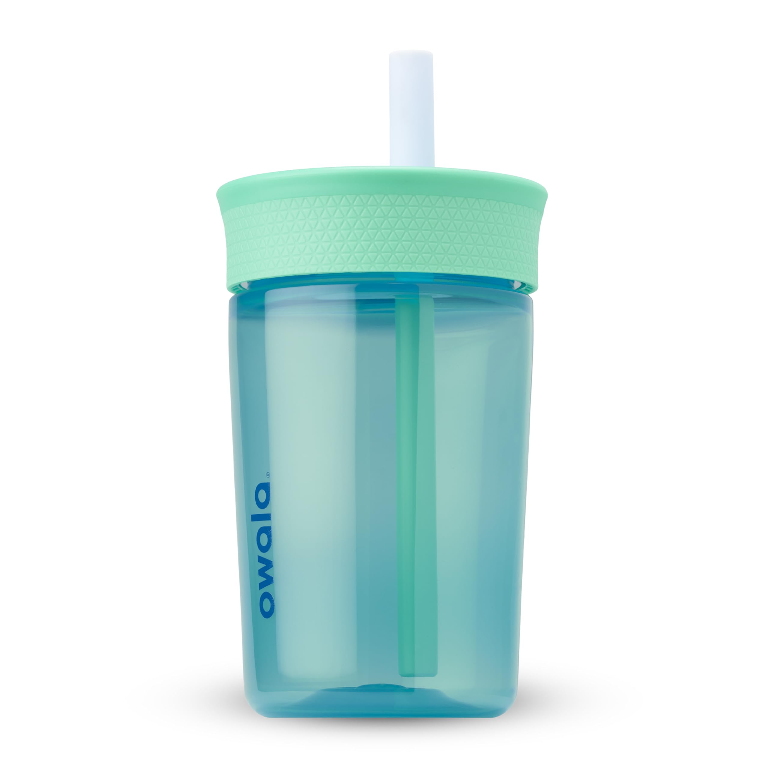 Vaso Owala Kids De Plástico Sin Bpa, 450 Ml, Color Verde Pajizo Y Aguamarina - Venta Internacional.