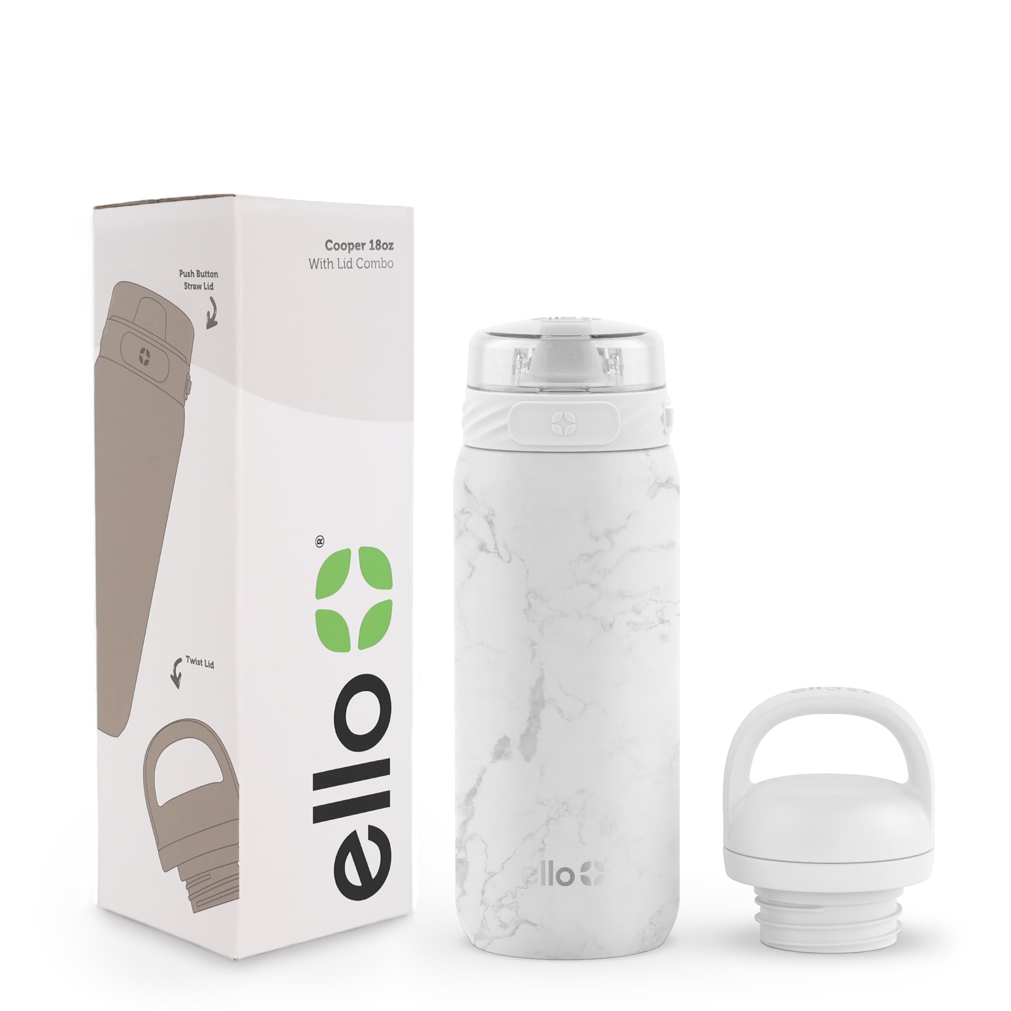 Botella De Agua Ello Cooper Kids 530 Ml De Acero Inoxidable Blanca - Venta Internacional.