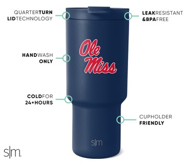 Foto 2 | Vaso Simple Moderno Ole Miss Rebels De Acero Inoxidable De 900 Ml - Venta Internacional.