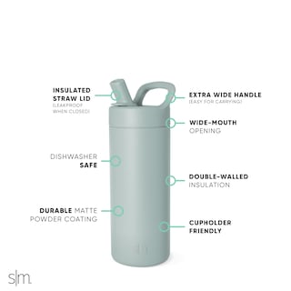 Foto 4 | Botella De Agua Sencilla Y Moderna Para Niños Con Aislamiento De Cristal Marino, 480 Ml, Color Salvia - Venta Inter