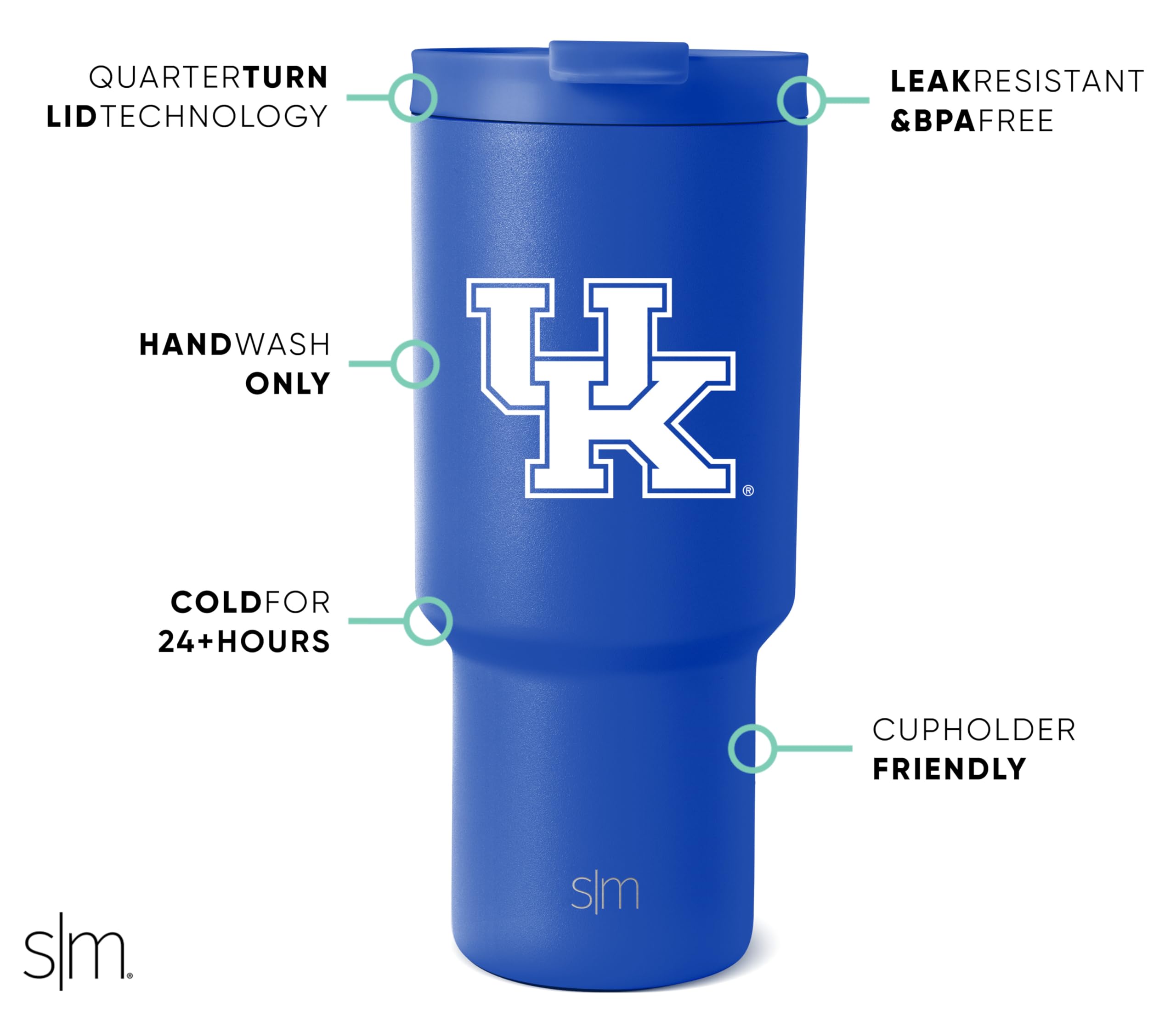 Foto 3 pulgar | Vaso Simple Y Moderno Kentucky Wildcats De Acero Inoxidable De 900 Ml - Venta Internacional.