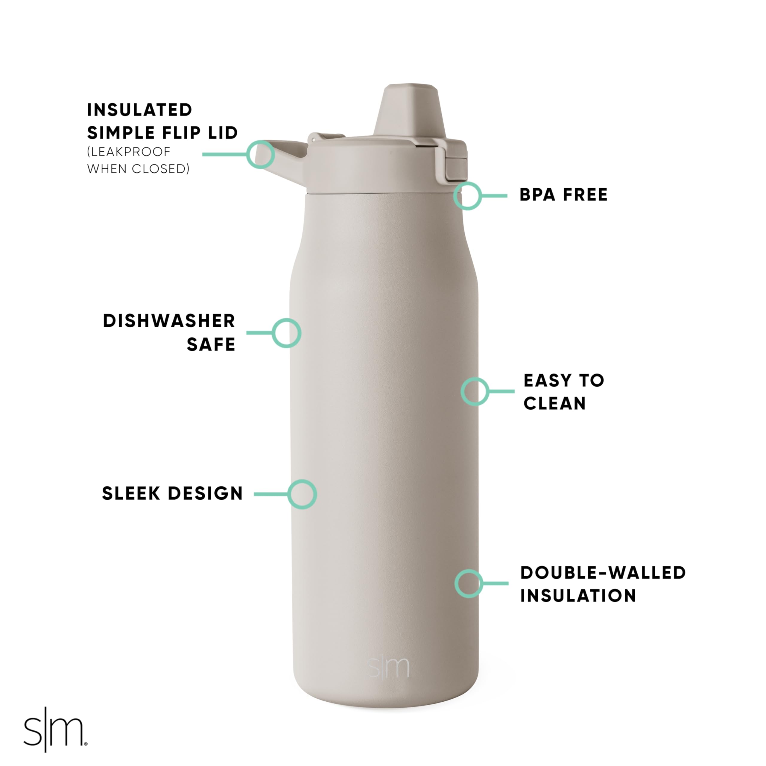 Foto 2 | Botella De Agua Simple Moderna Filtrada De Acero Inoxidable Con Aislamiento De 1 Litro - Venta Internacional.