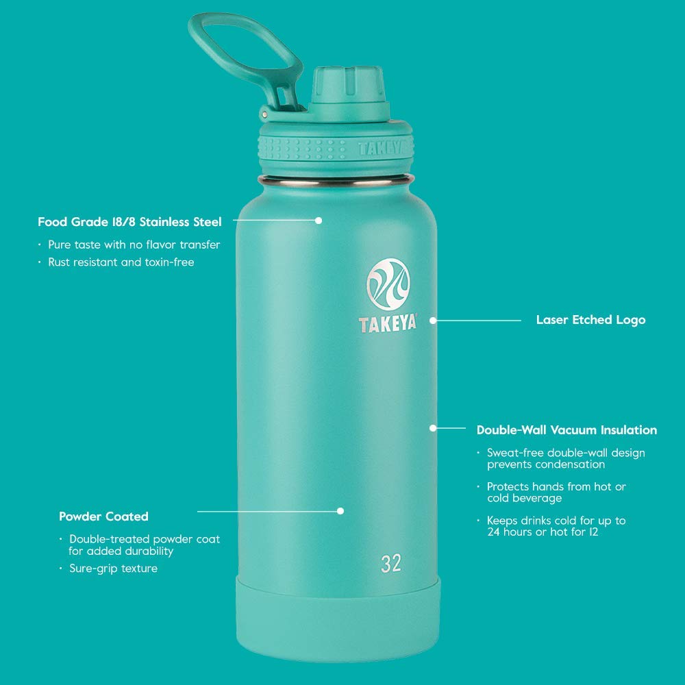Foto 4 pulgar | Botella De Agua Takeya Actives Con Aislamiento Al Vacío De 700 Ml, Color Verde Azulado - Venta Internacional.