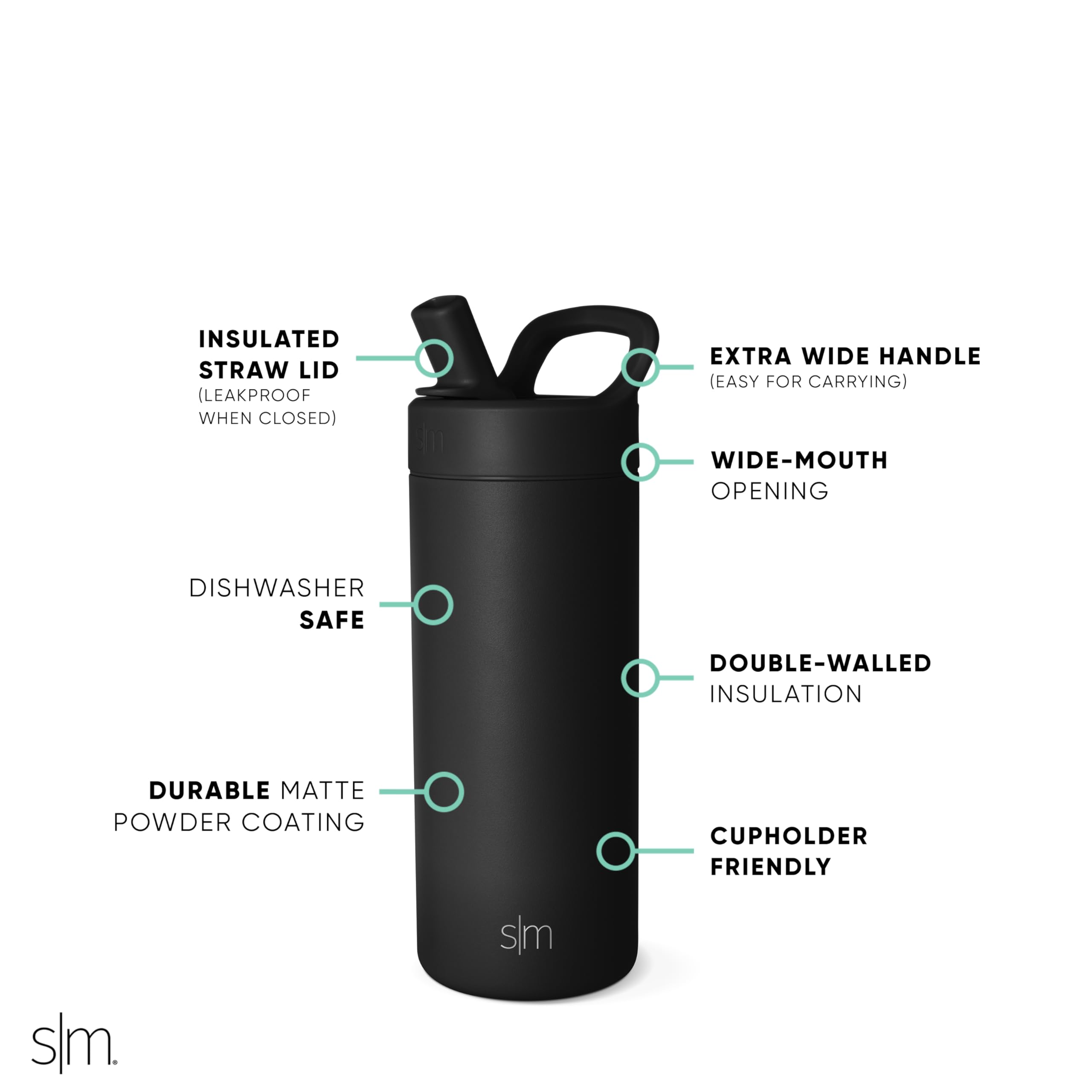 Foto 5 pulgar | Botella De Agua Simple Y Moderna Para Niños Con Aislamiento De 480 Ml, Color Negro Medianoche - Venta Internacional.