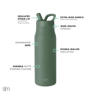 Foto 3 | Botella De Agua Simple Modern Mesa De 1 Litro Con Tapa De Pajita Olive Grove - Venta Internacional.