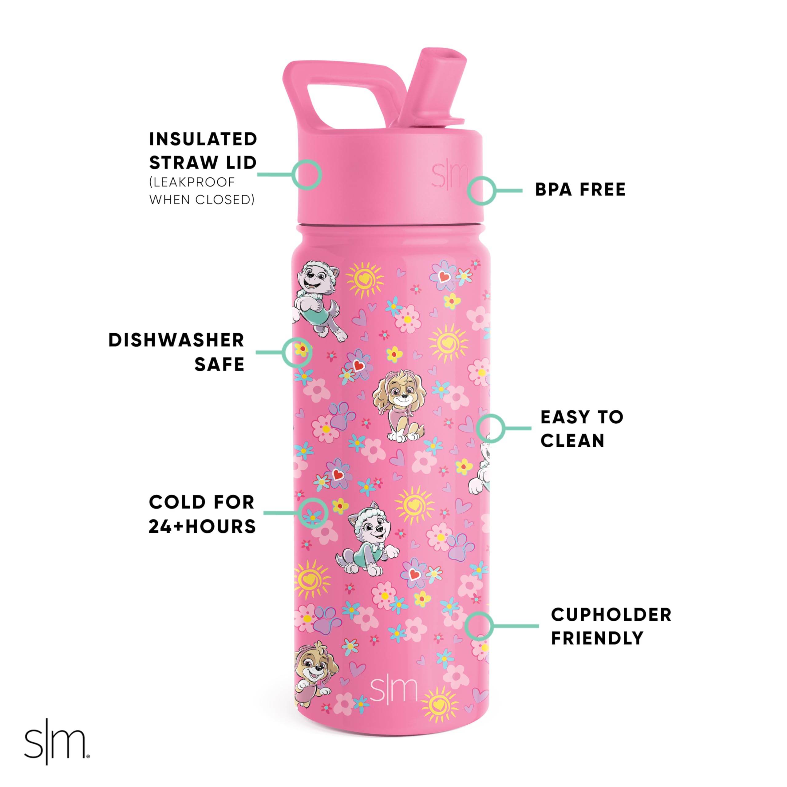 Foto 3 pulgar | Botella De Agua Simple Modern Paw Patrol Kids De 530 Ml Con Pajita - Venta Internacional.
