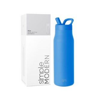 Foto 1 | Botella De Agua Simple Modern Mesa De 1 Litro Con Tapa De Pajita, Color Azul Supersónico - Venta Internacional.